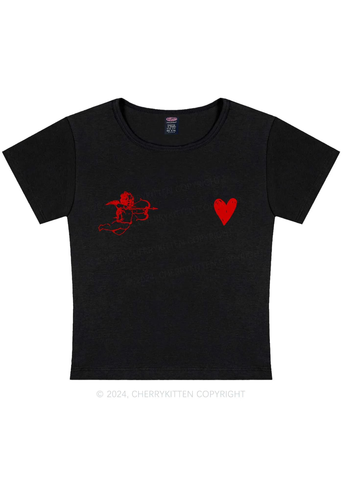 Cupid Red Heart Y2K Valentine's Day Baby Tee Cherrykitten - Image 4