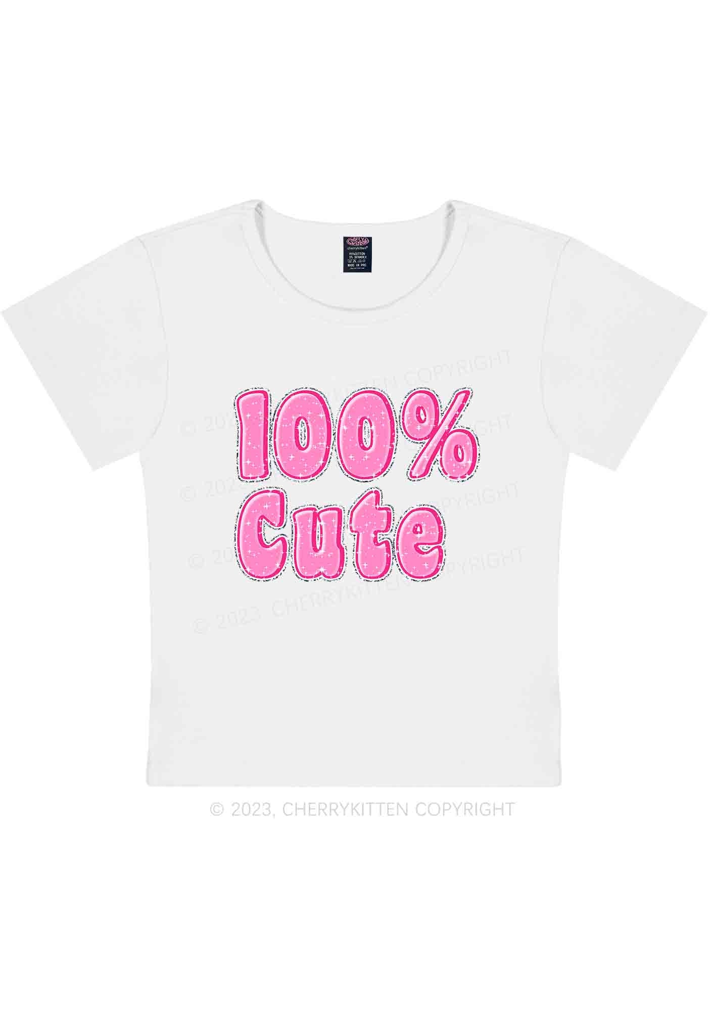Curvy 100% Cute Y2K Baby Tee Cherrykitten - Image 2