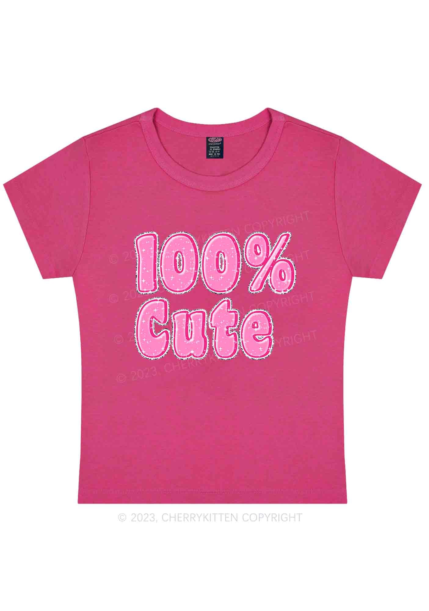 Curvy 100% Cute Y2K Baby Tee Cherrykitten - Image 5
