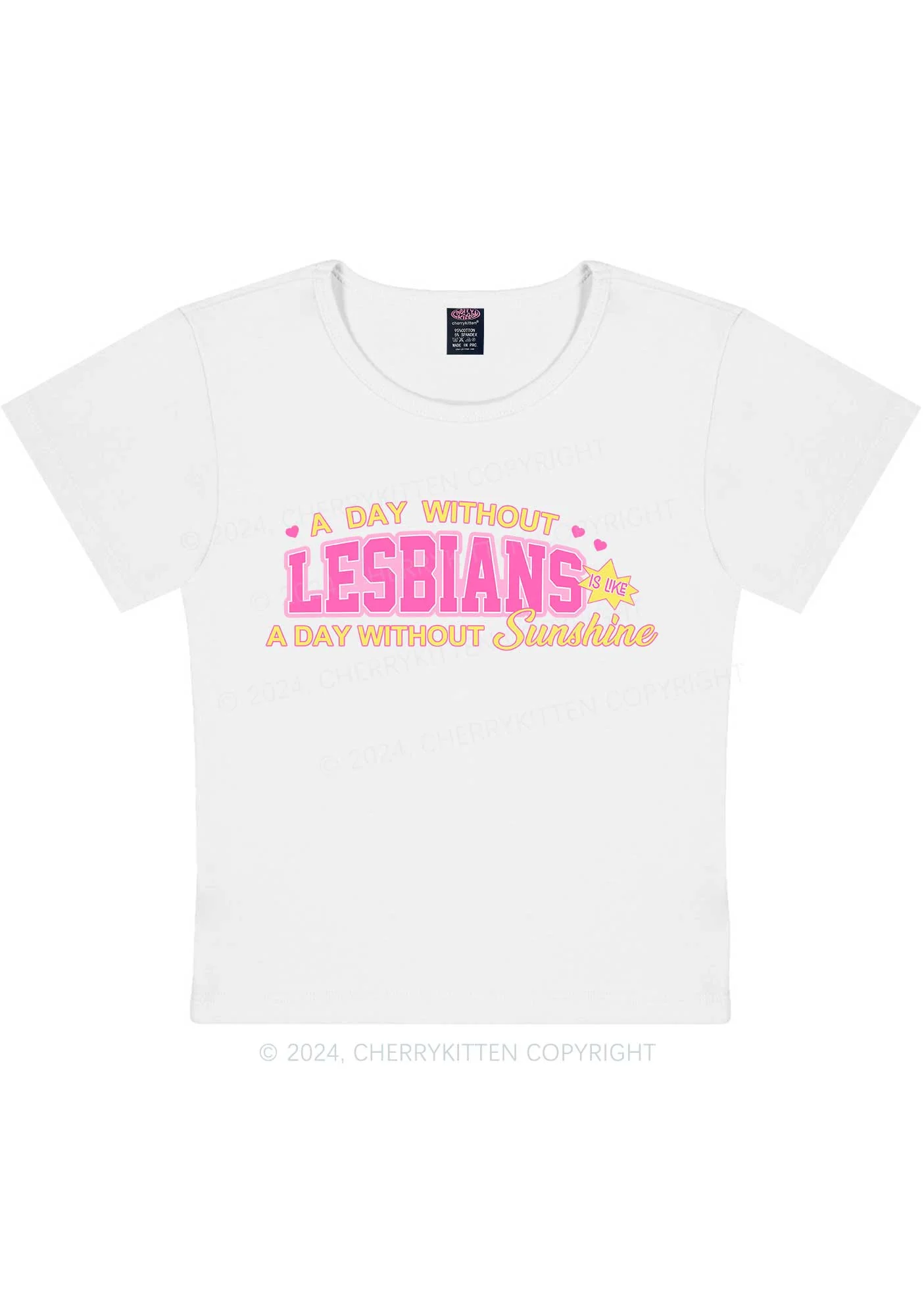 Curvy A Day Without Lesbians Y2K Baby Tee Cherrykitten - Image 4