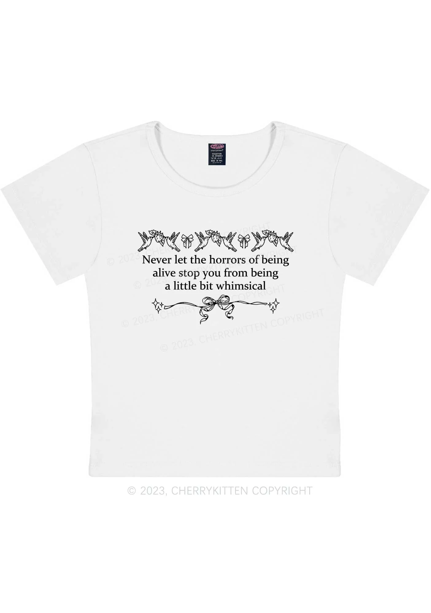 Curvy A Little Bit Whimsical Y2K Baby Tee Cherrykitten - Image 3