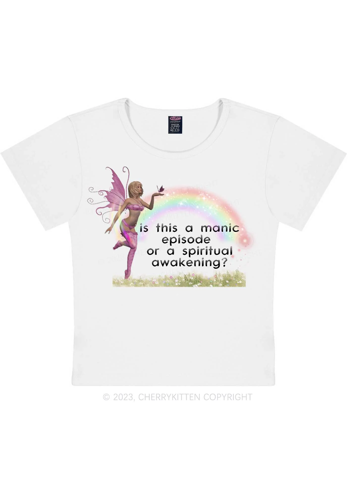 Curvy A Manic Episode Or A Spiritual Awakening Y2K Baby Tee Cherrykitten - Image 2