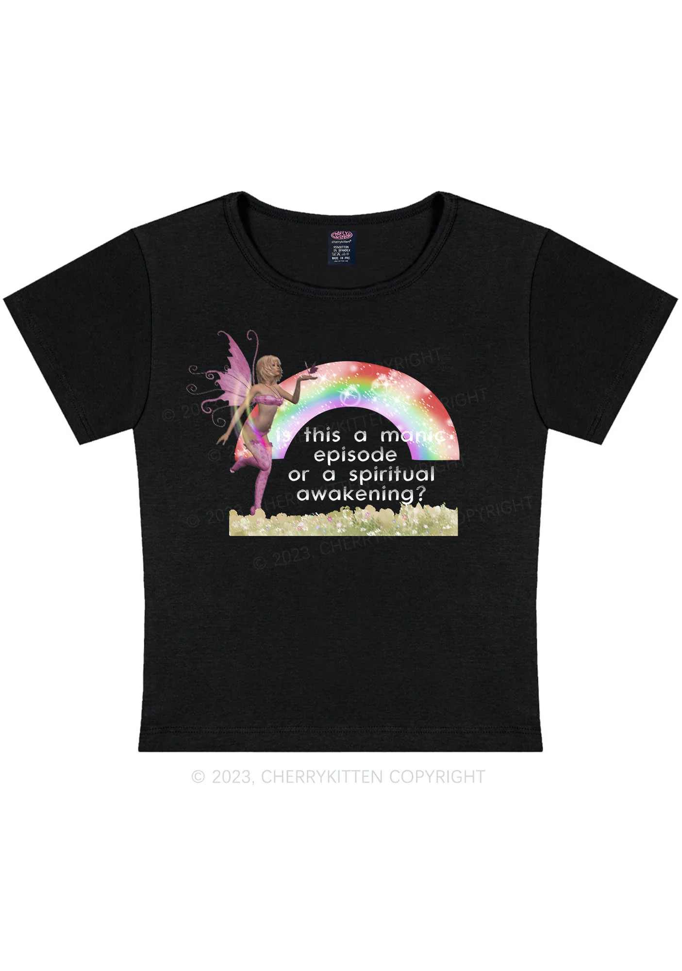 Curvy A Manic Episode Or A Spiritual Awakening Y2K Baby Tee Cherrykitten - Image 3