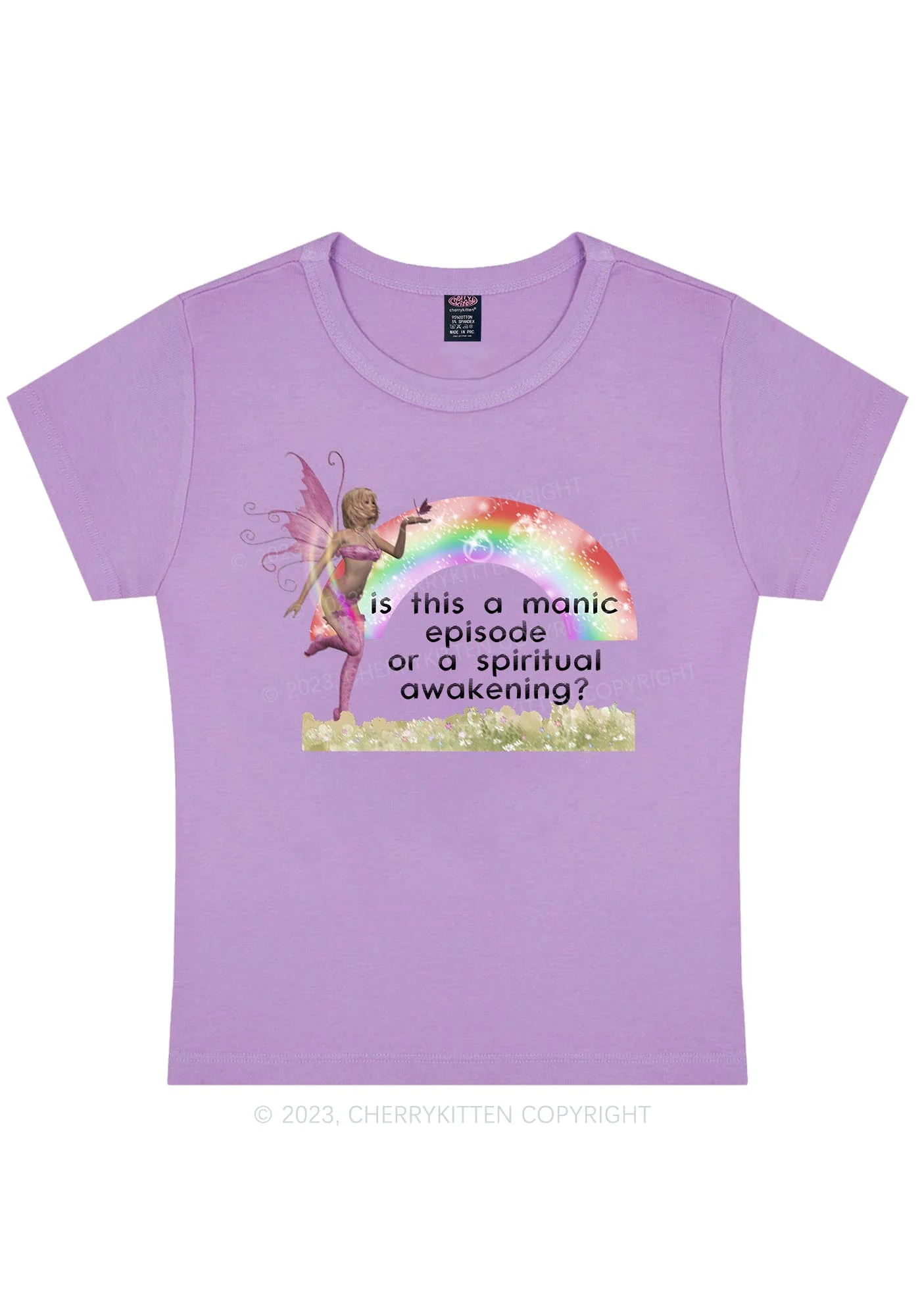 Curvy A Manic Episode Or A Spiritual Awakening Y2K Baby Tee Cherrykitten - Image 4