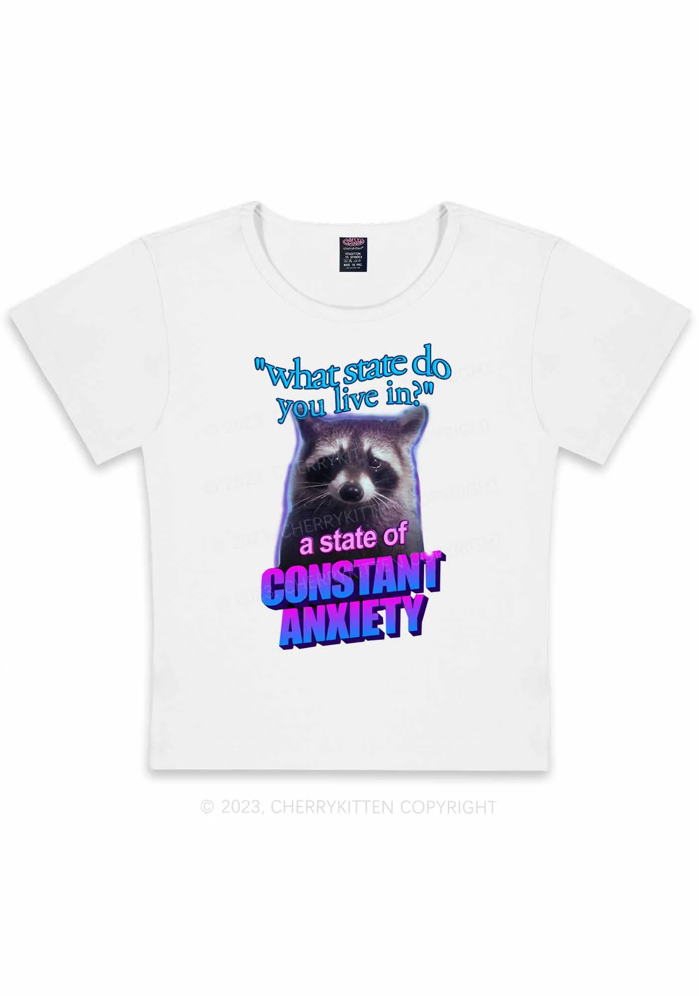 Curvy A State Of Constant Anxiety Y2K Baby Tee Cherrykitten - Image 2
