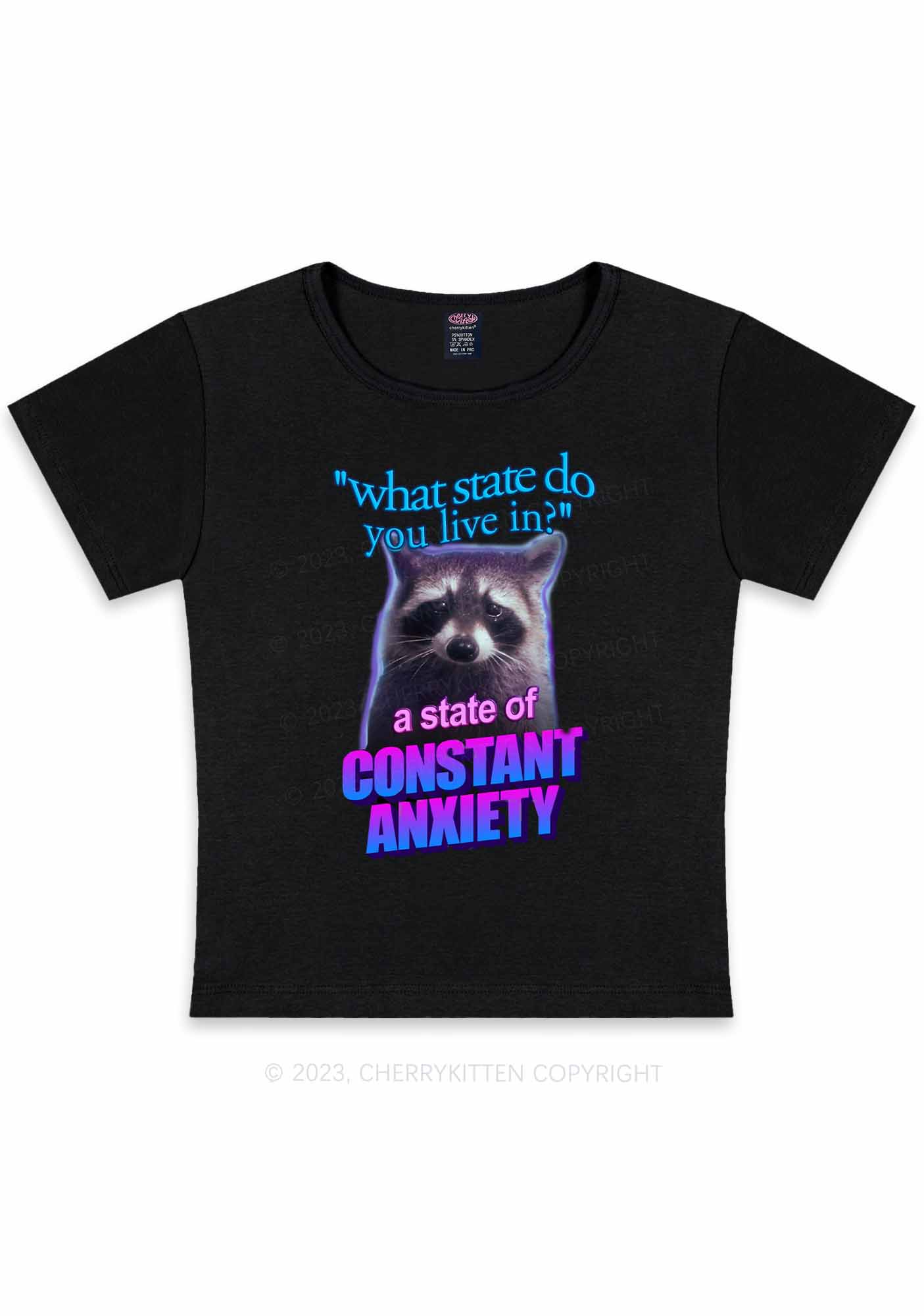 Curvy A State Of Constant Anxiety Y2K Baby Tee Cherrykitten - Image 3