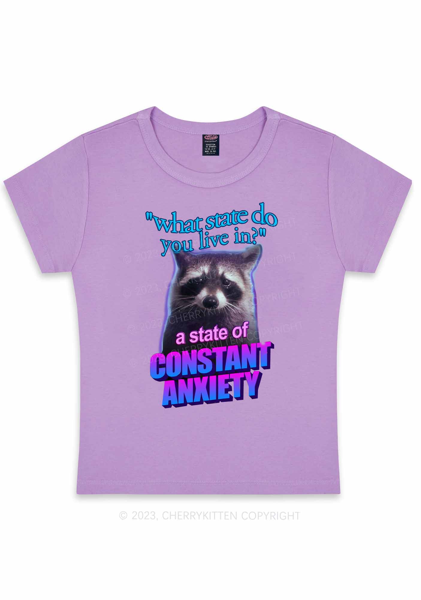 Curvy A State Of Constant Anxiety Y2K Baby Tee Cherrykitten - Image 4