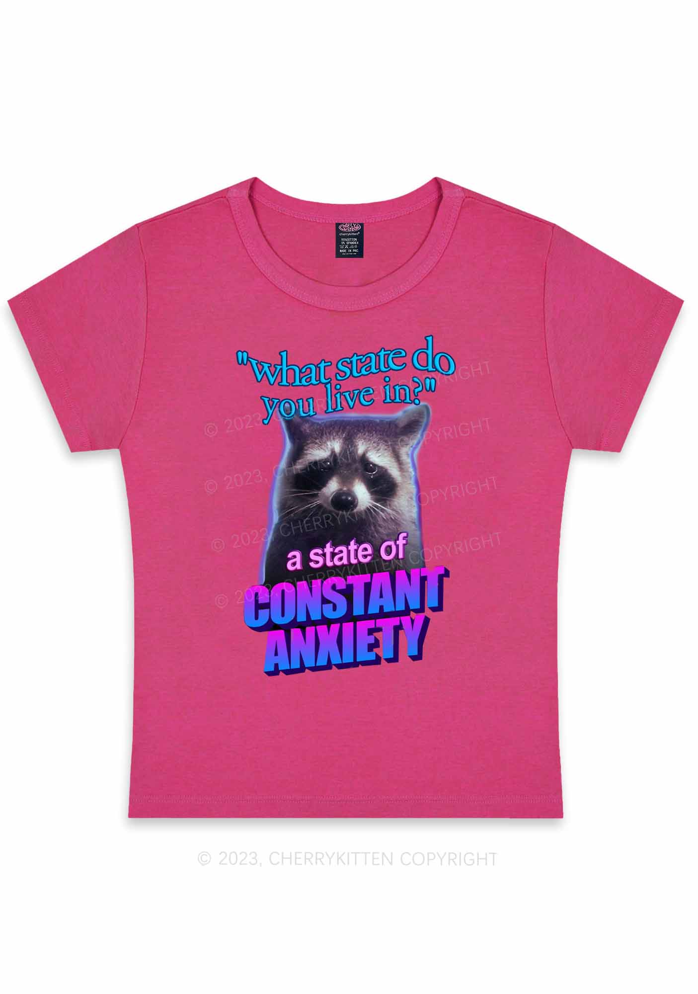 Curvy A State Of Constant Anxiety Y2K Baby Tee Cherrykitten - Image 5