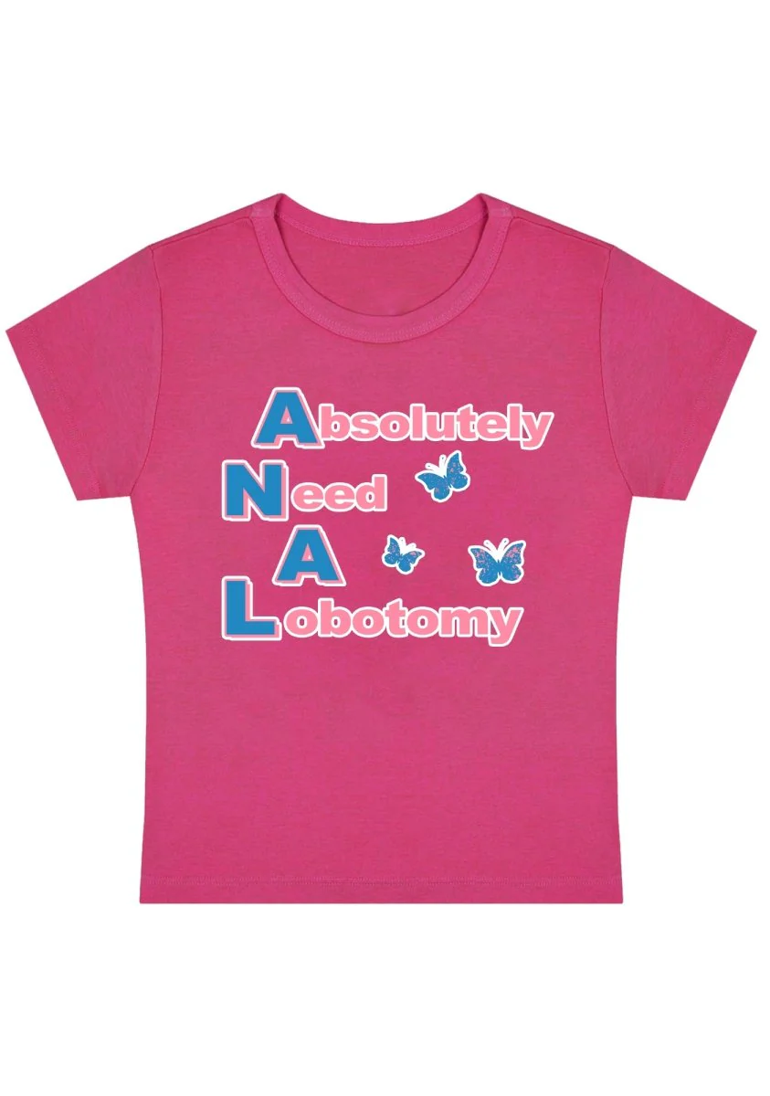 Curvy Absolutely Need A Lobotomy  Baby Tee - Image 4