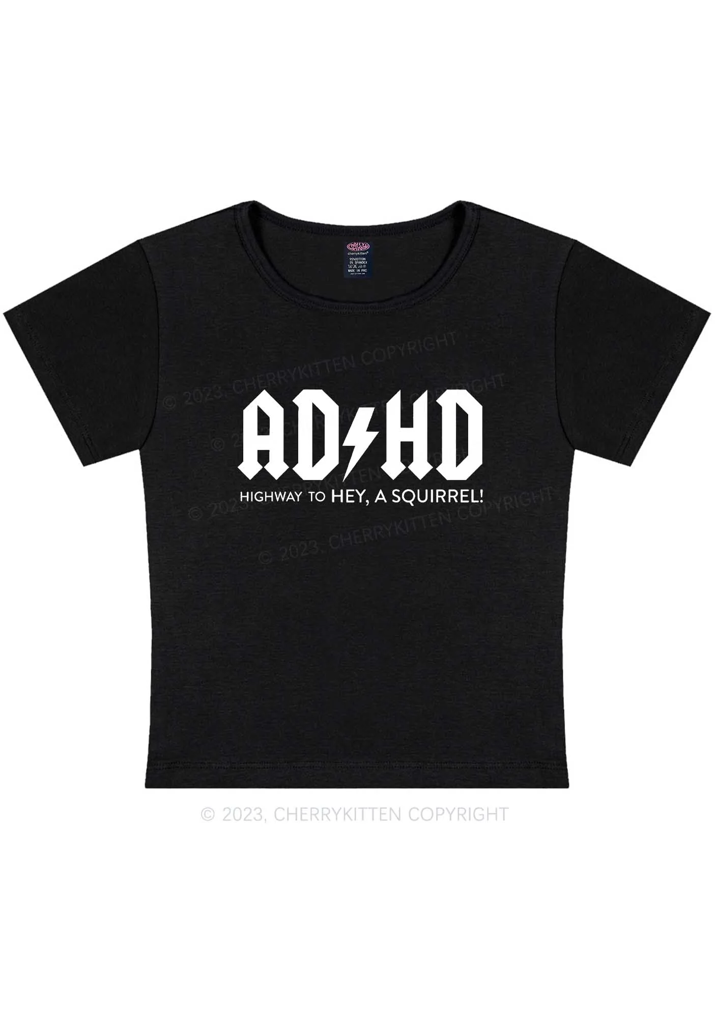 Curvy ADHD Hey A Squirrel Y2K Baby Tee Cherrykitten - Image 2