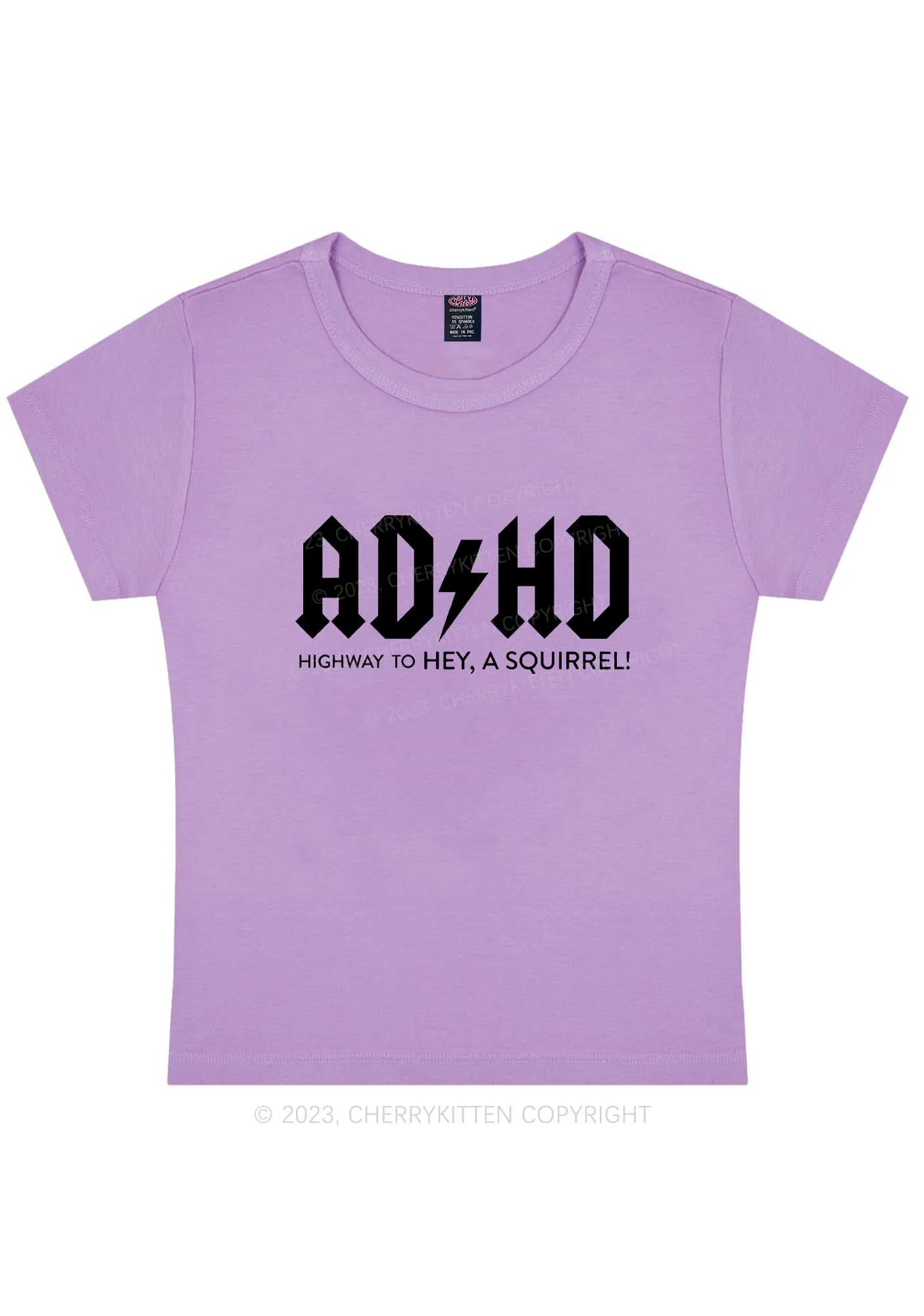 Curvy ADHD Hey A Squirrel Y2K Baby Tee Cherrykitten - Image 4