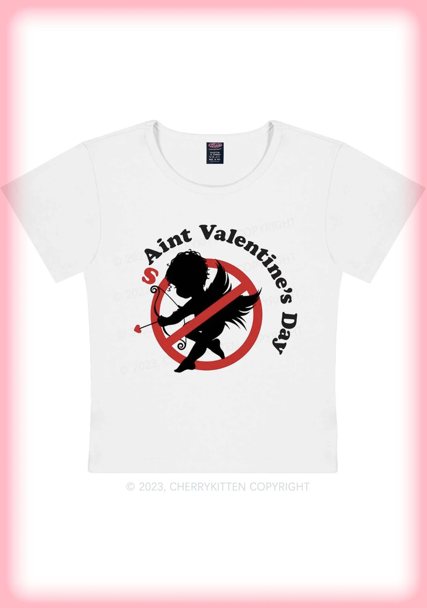 Curvy Aint Valentine's Day Y2K Baby Tee Cherrykitten - Image 2