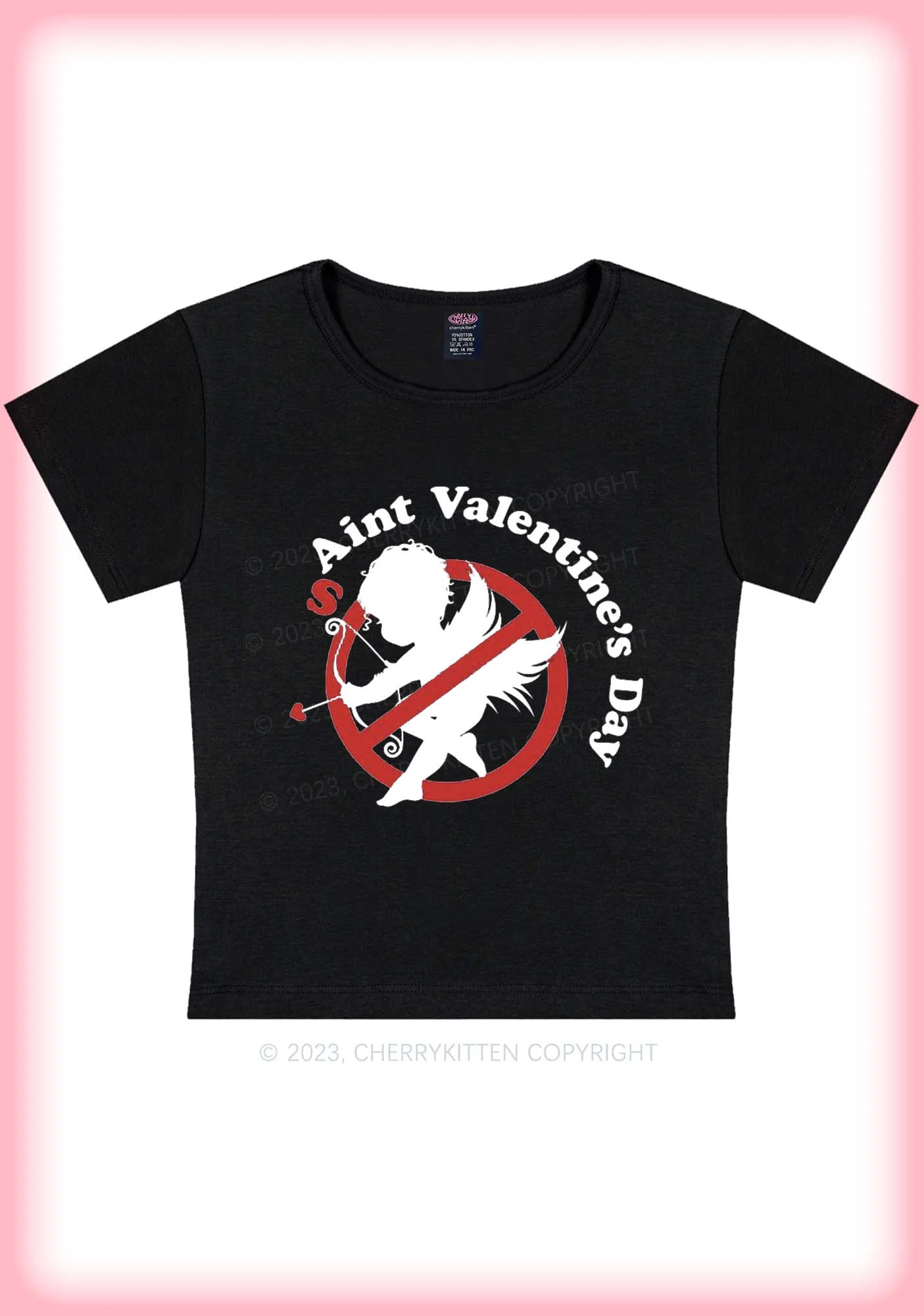 Curvy Aint Valentine's Day Y2K Baby Tee Cherrykitten - Image 3