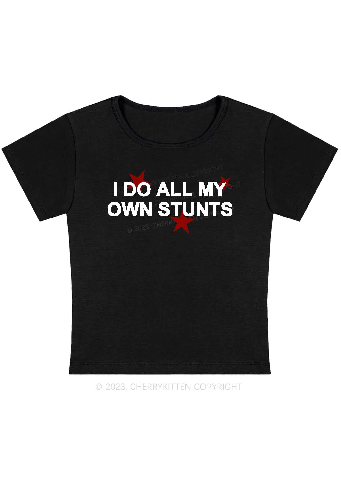Curvy All My Own Stunts Baby Tee Cherrykitten - Image 2