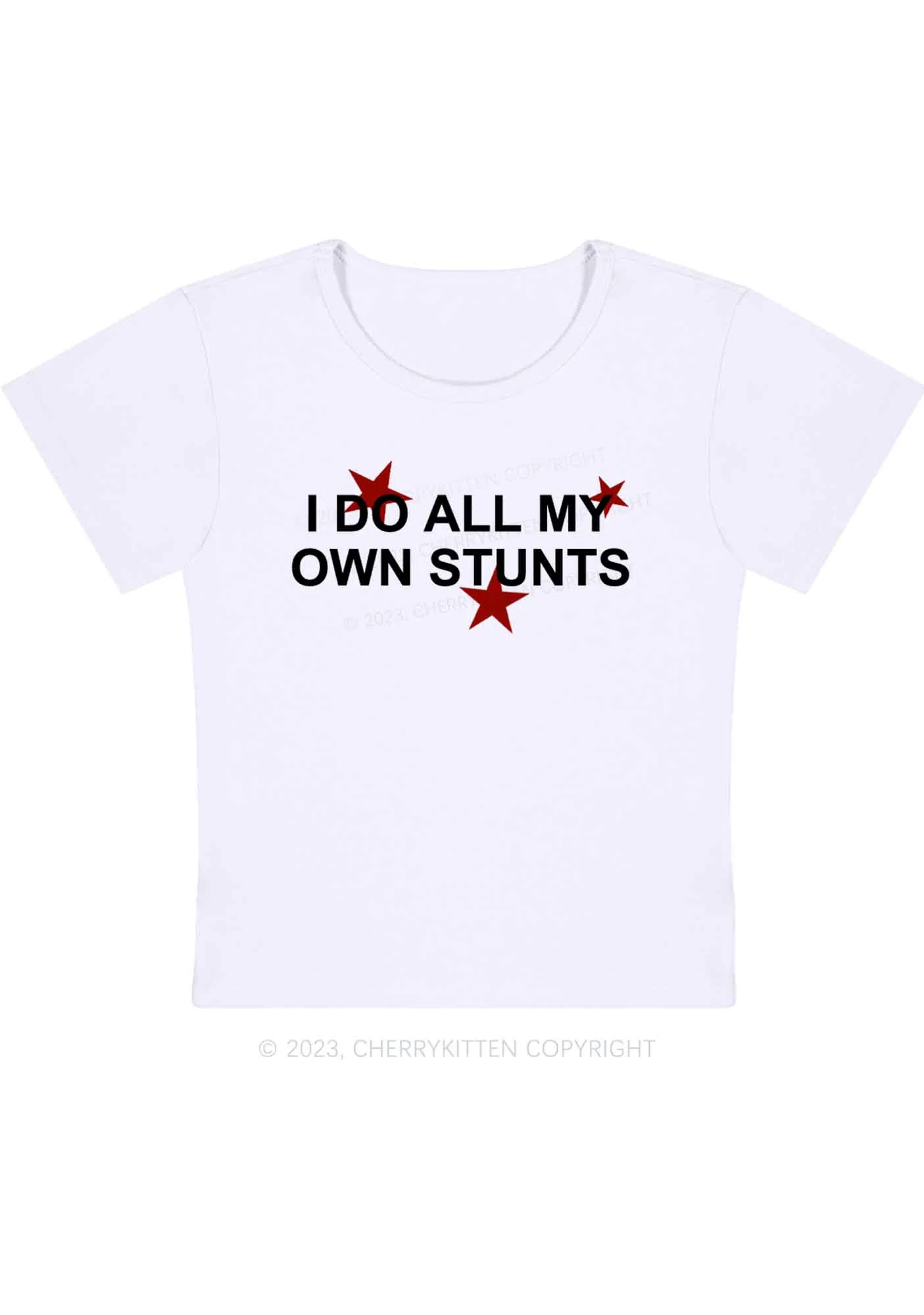 Curvy All My Own Stunts Baby Tee Cherrykitten - Image 3
