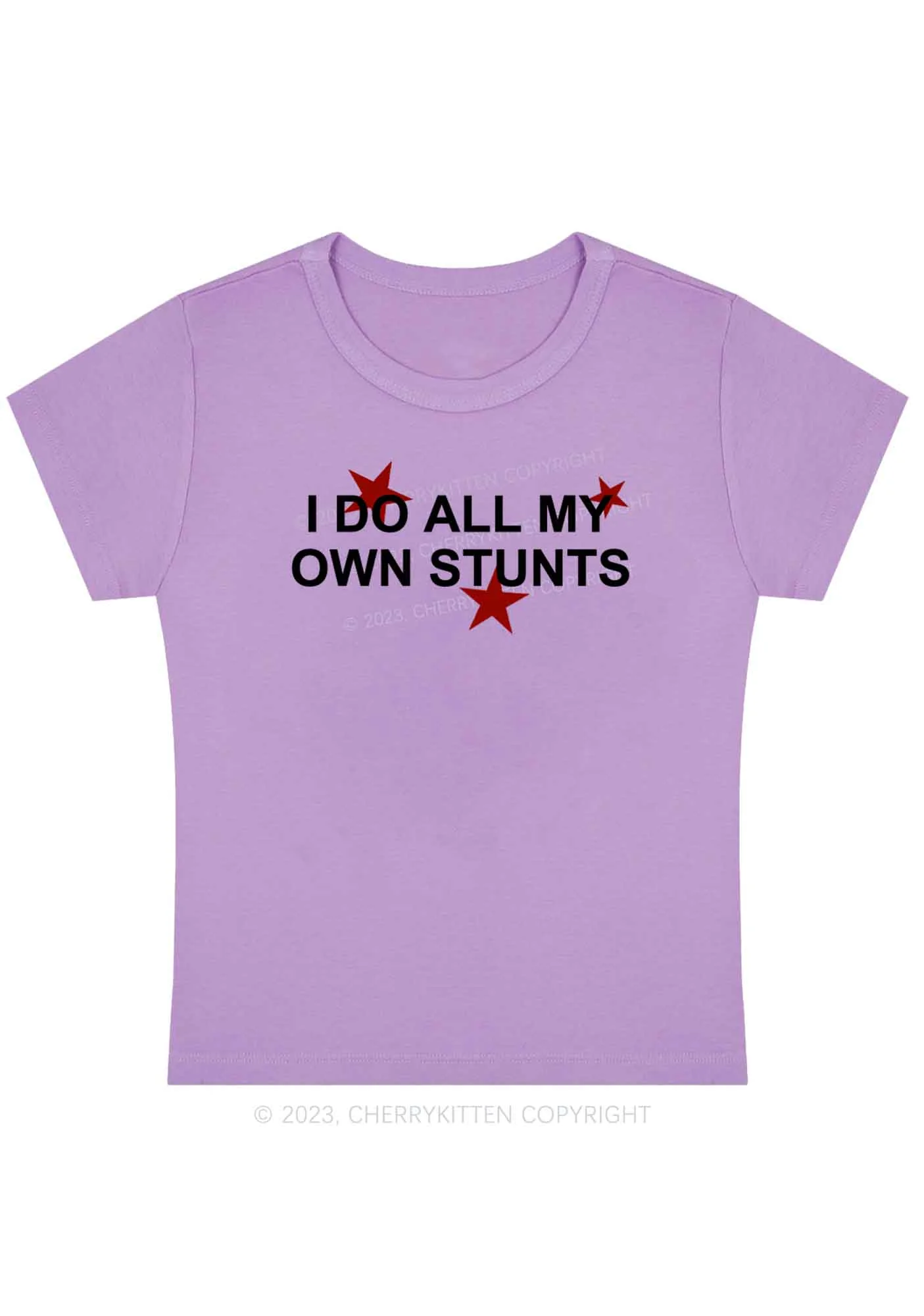 Curvy All My Own Stunts Baby Tee Cherrykitten - Image 4