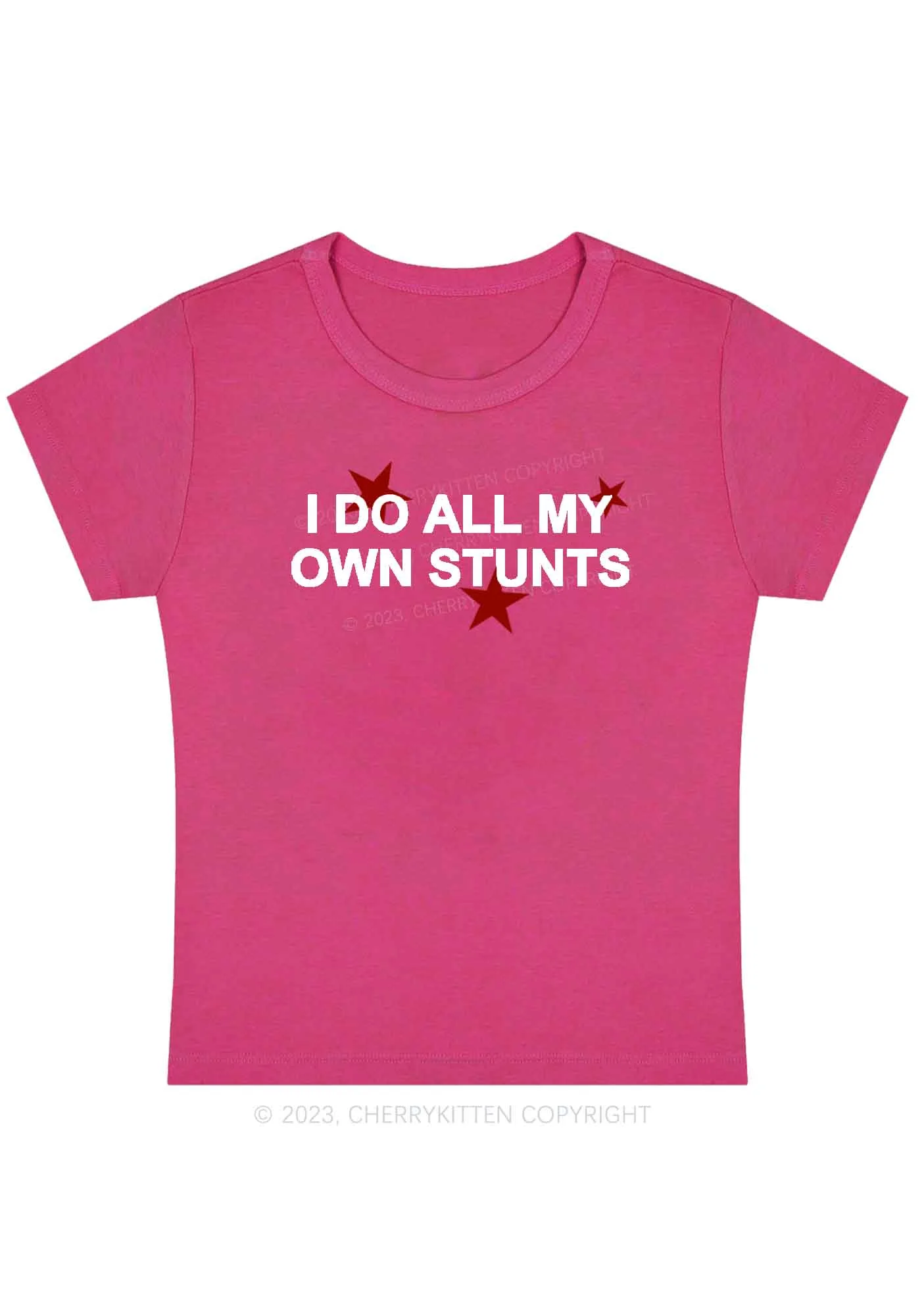 Curvy All My Own Stunts Baby Tee Cherrykitten - Image 5