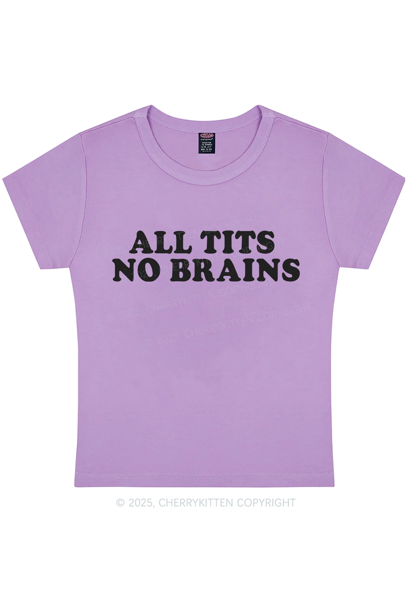 Curvy All Txts No Brains Y2K Baby Tee Cherrykitten - Image 5