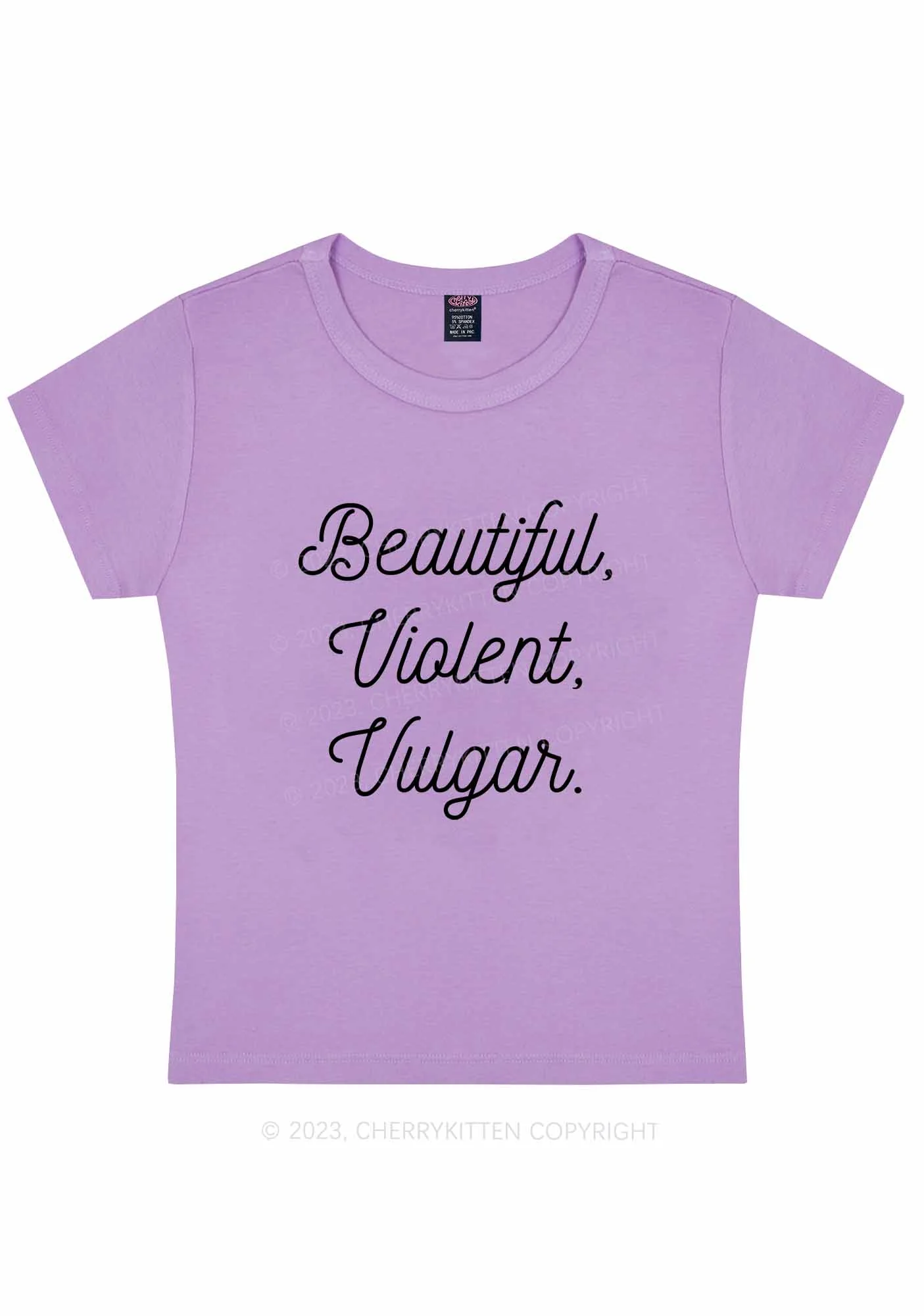 Curvy Beautiful Violent Vulgar Y2K Baby Tee Cherrykitten - Image 4