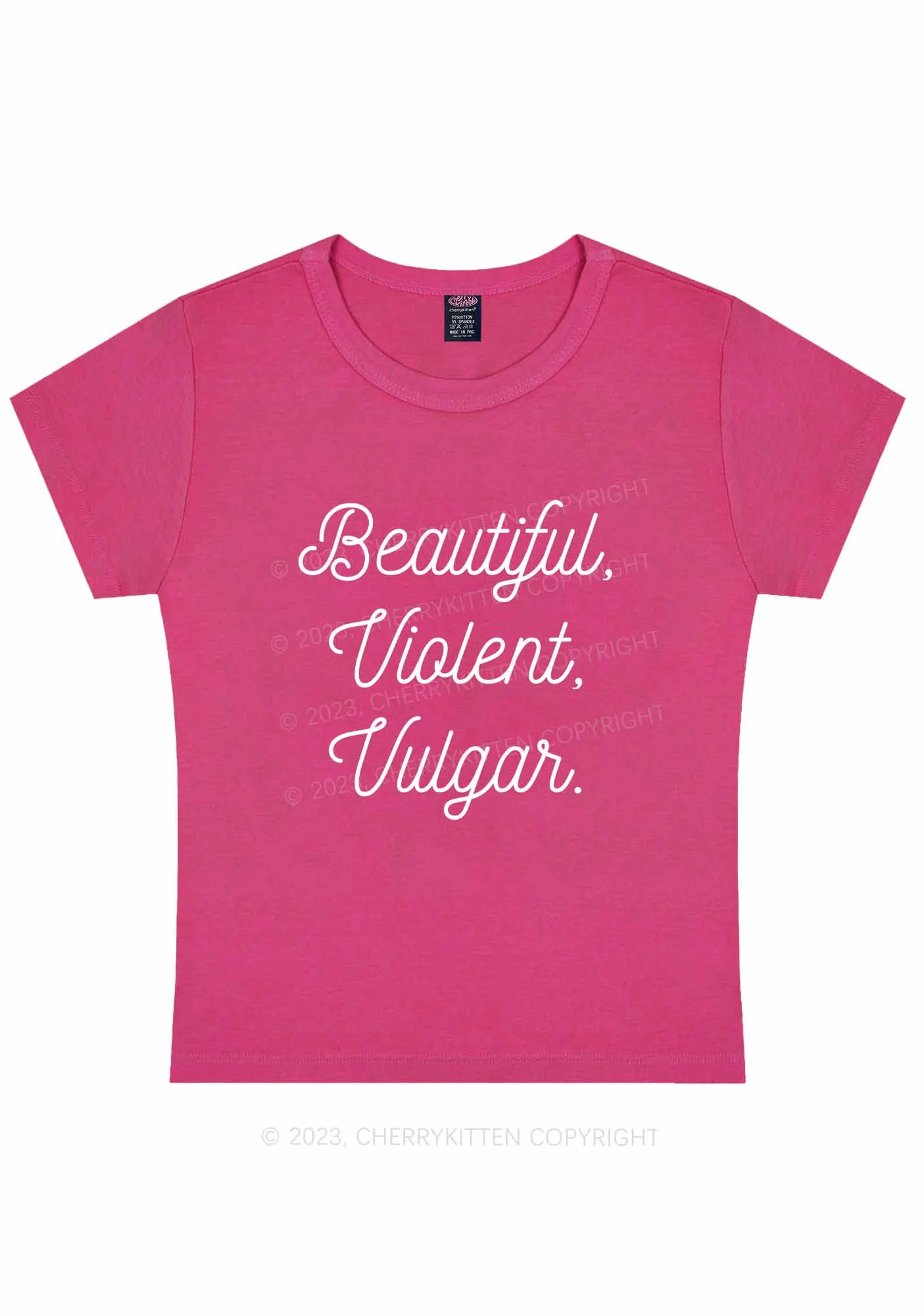 Curvy Beautiful Violent Vulgar Y2K Baby Tee Cherrykitten - Image 5