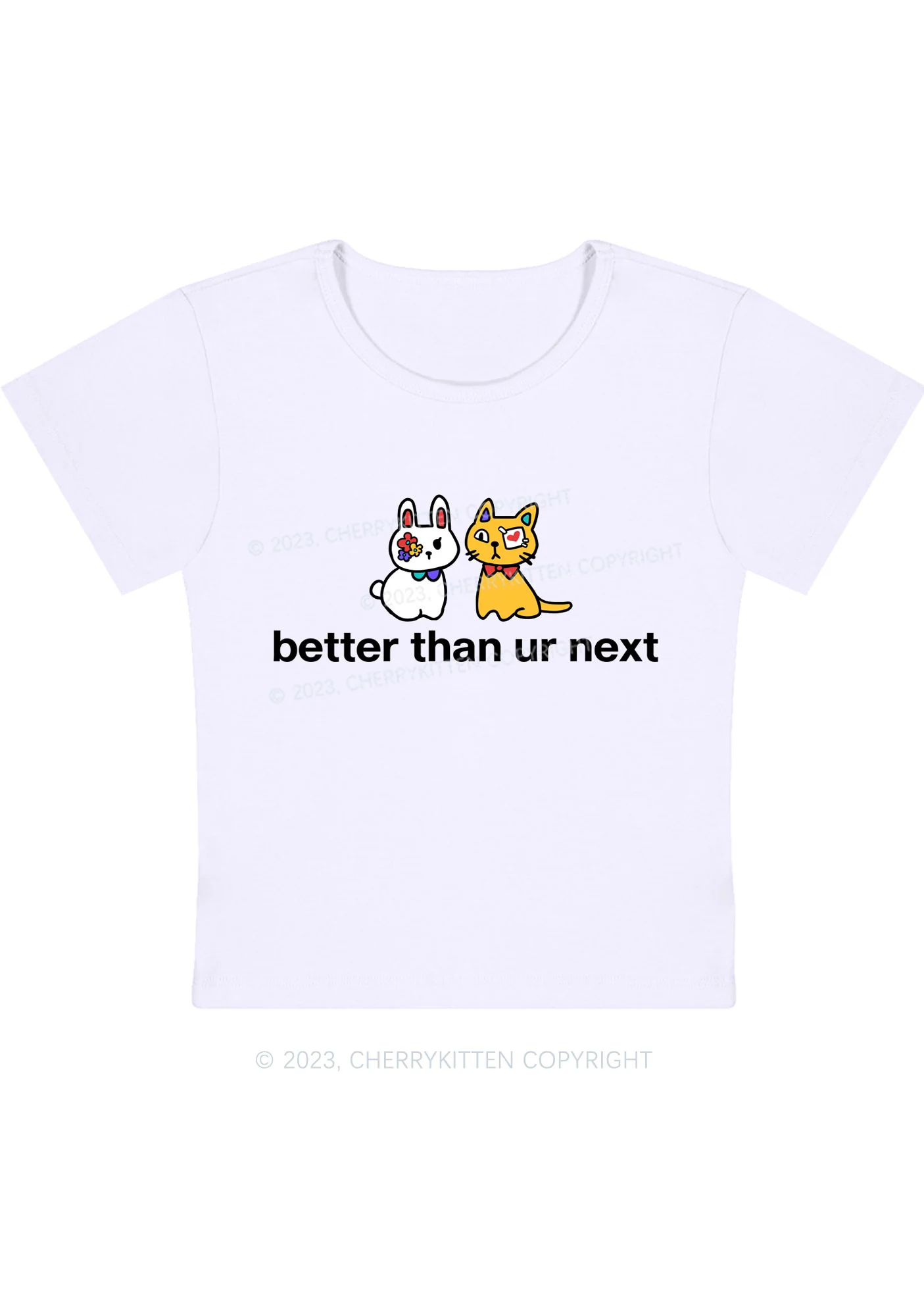 Curvy Better Than Ur Next Cat Y2K Baby Tee Cherrykitten - Image 3