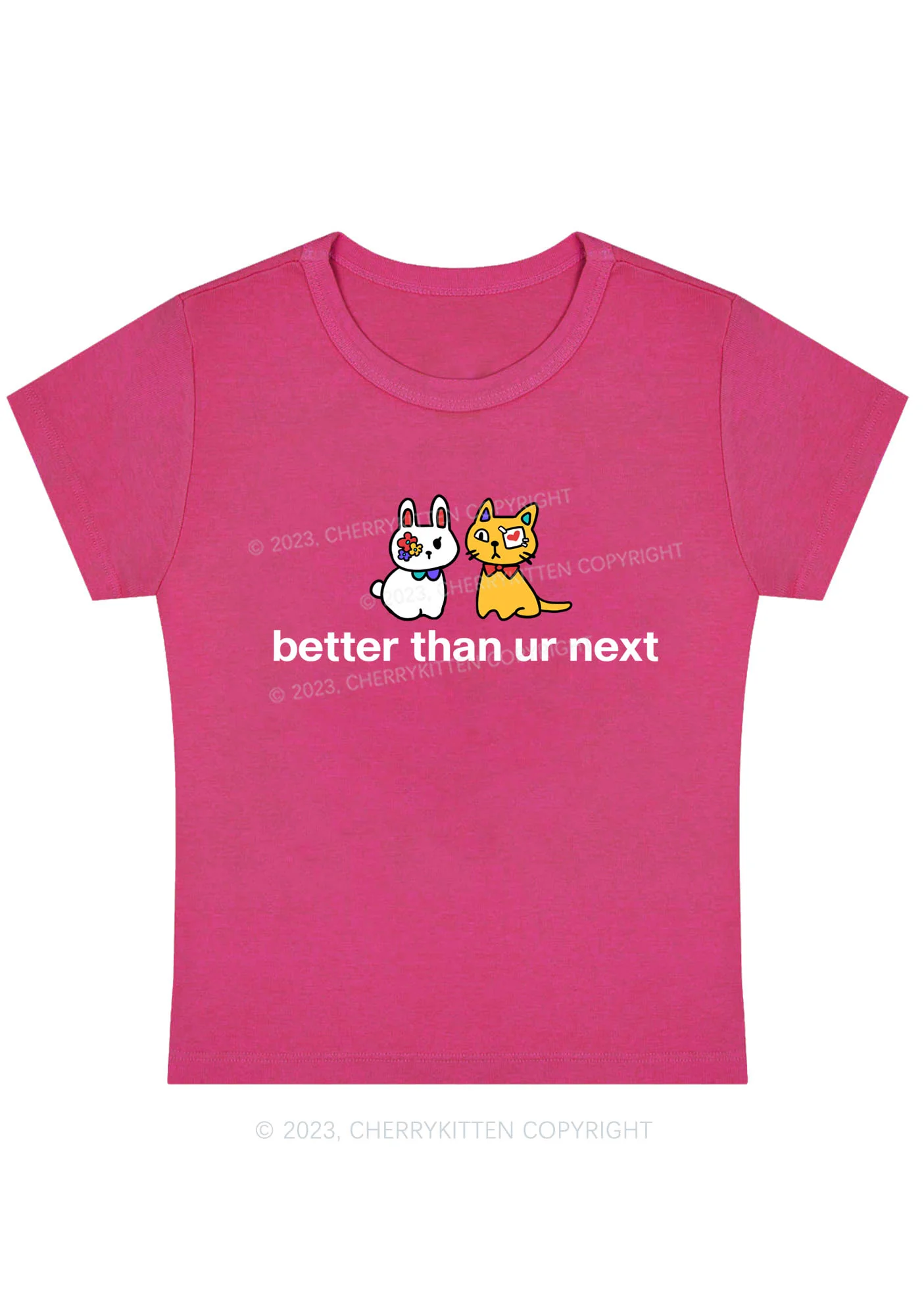 Curvy Better Than Ur Next Cat Y2K Baby Tee Cherrykitten - Image 5