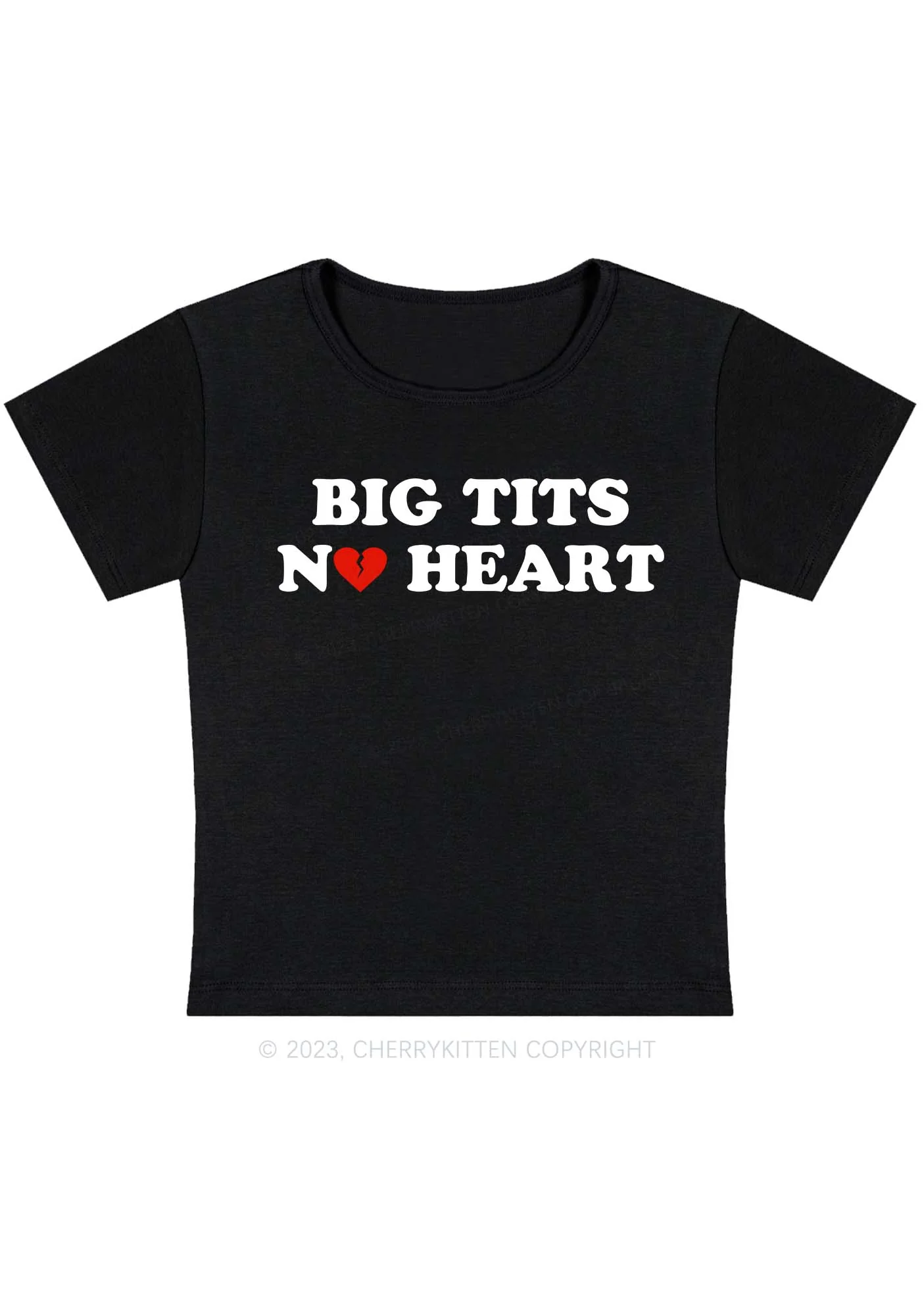 Curvy Big Txts No Heart Y2K Baby Tee Cherrykitten - Image 2