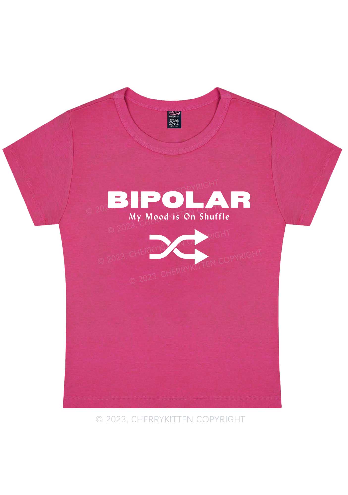 Curvy Bipolar My Mood Is On Shuffle Y2K Baby Tee Cherrykitten - Image 5