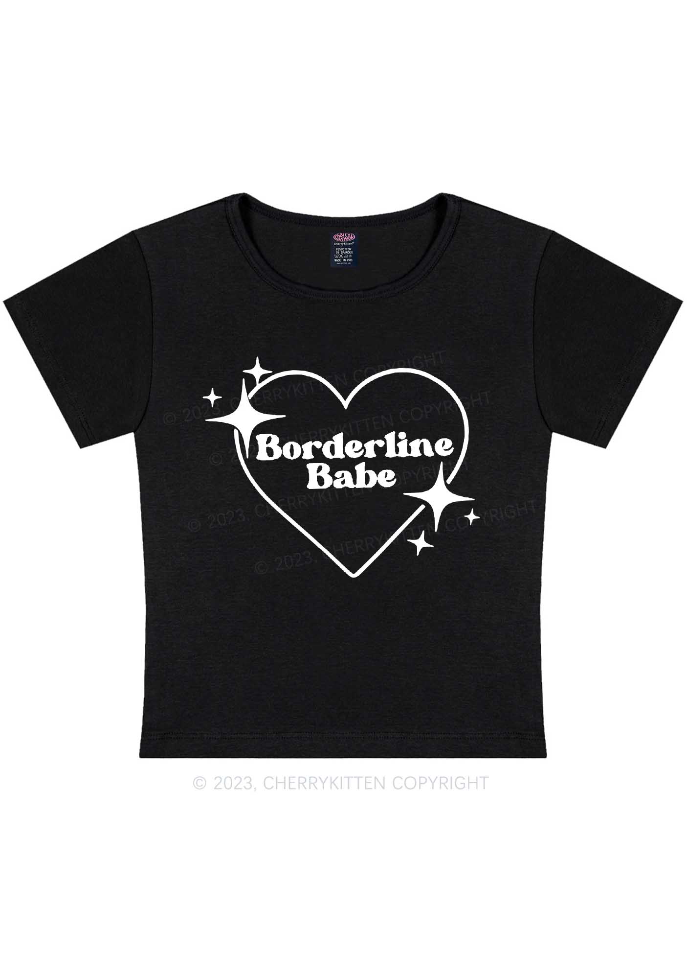Curvy Borderline Personality Babe Y2K Baby Tee Cherrykitten - Image 2