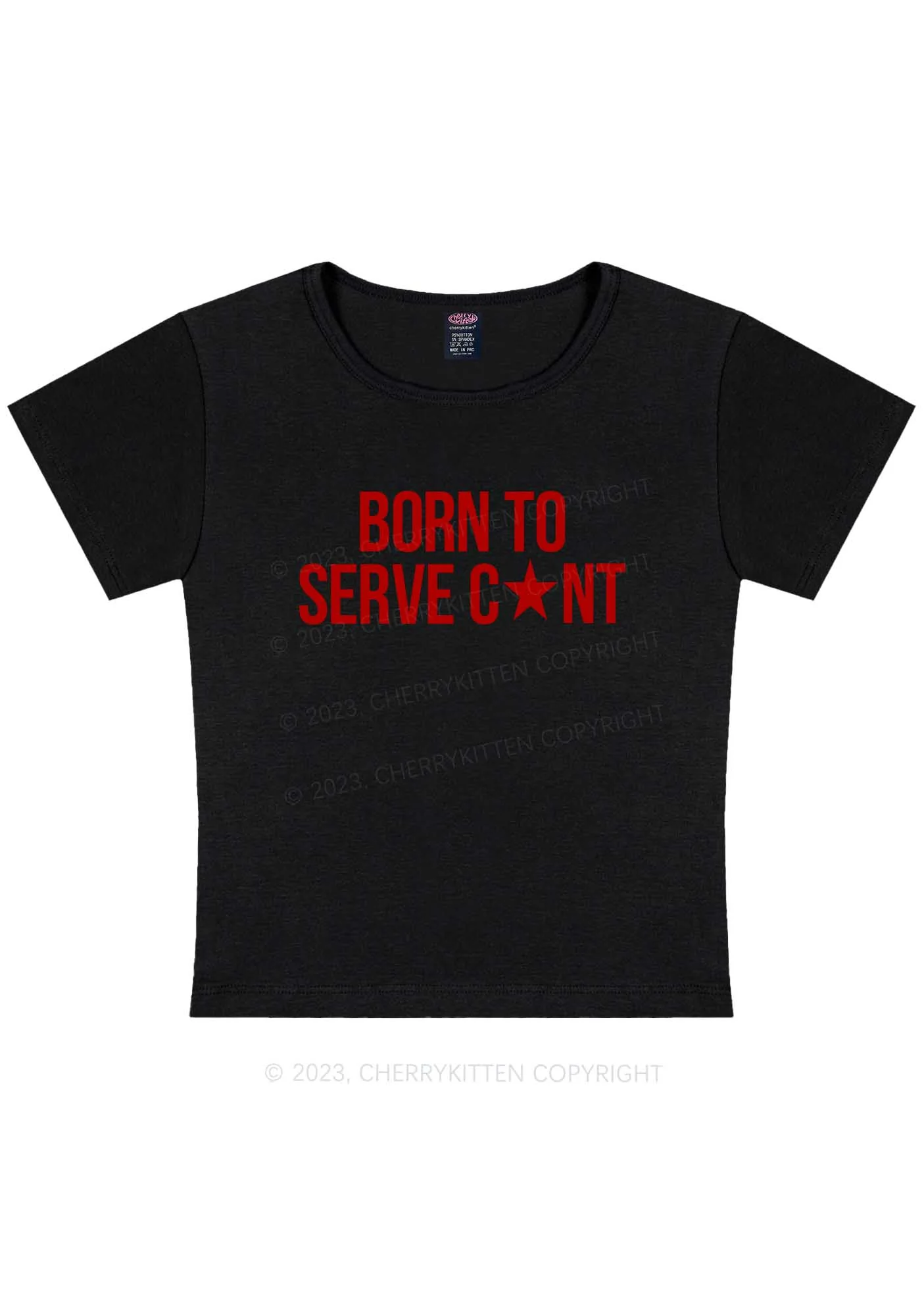 Curvy Born To Serve Cxxt Y2K Baby Tee Cherrykitten - Image 4