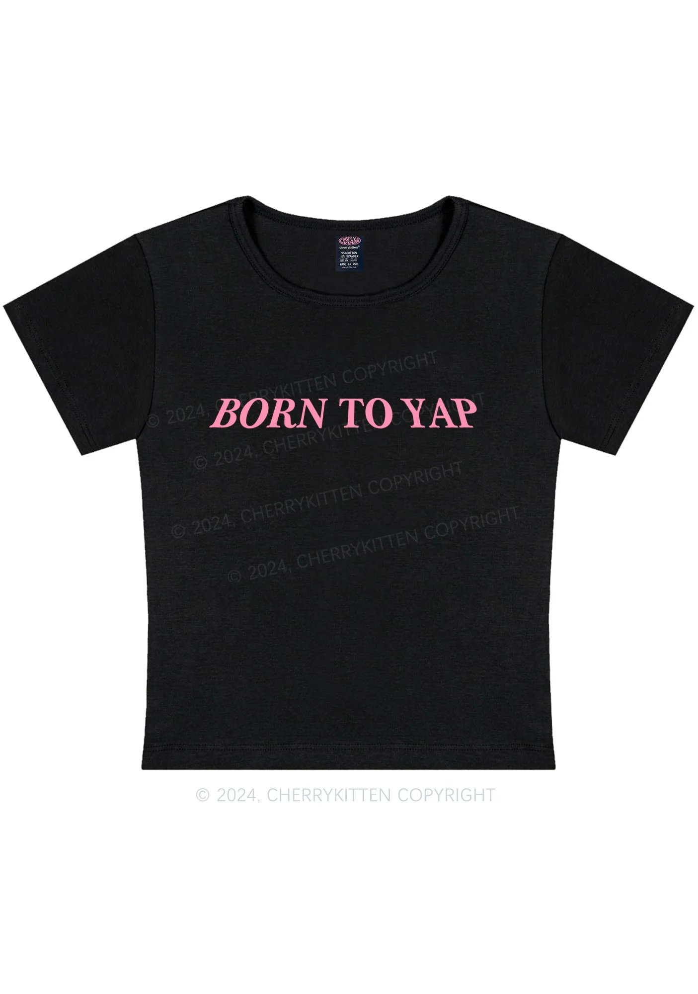 Curvy Born To Yap Y2K Baby Tee Cherrykitten - Image 2