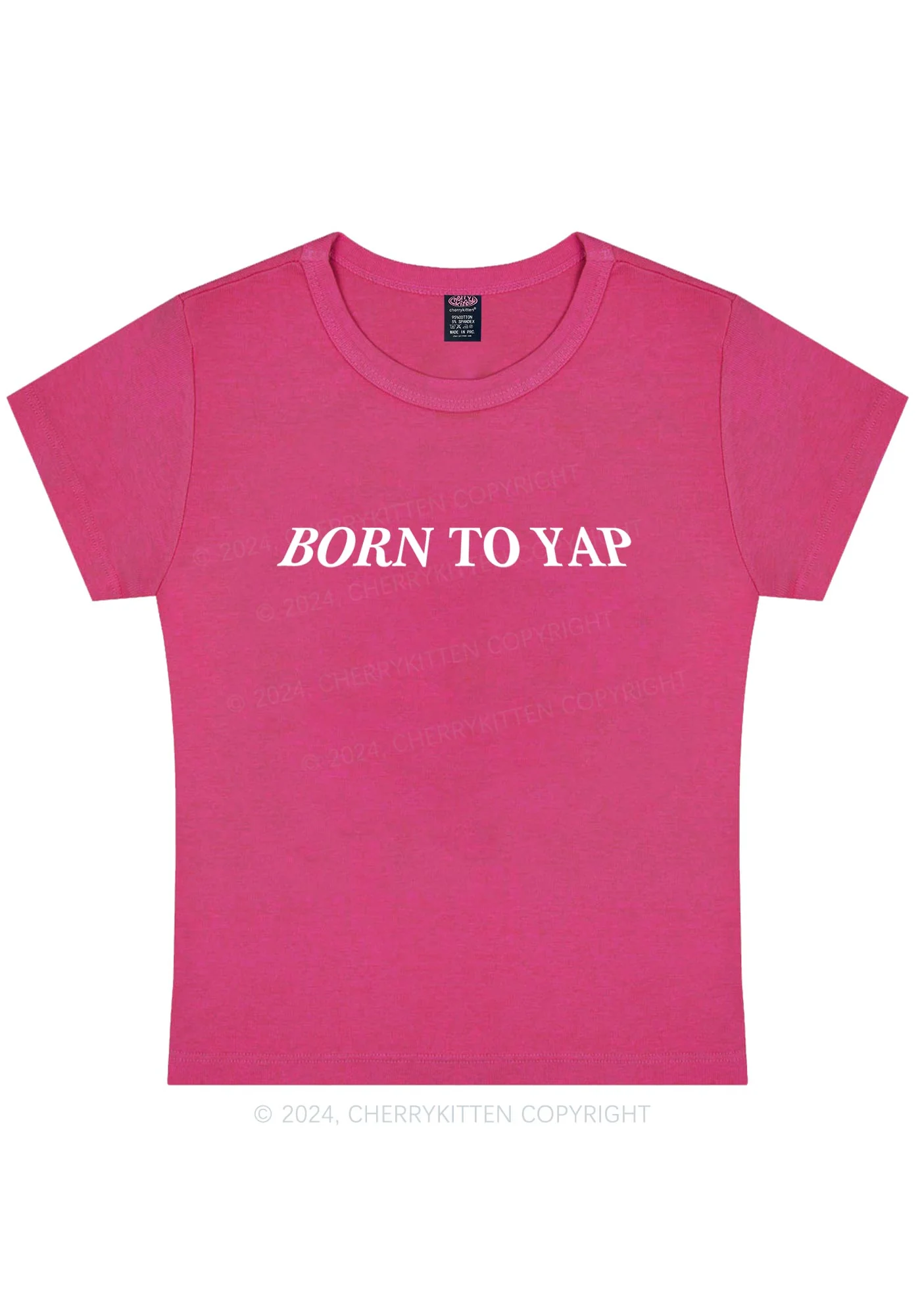 Curvy Born To Yap Y2K Baby Tee Cherrykitten - Image 4