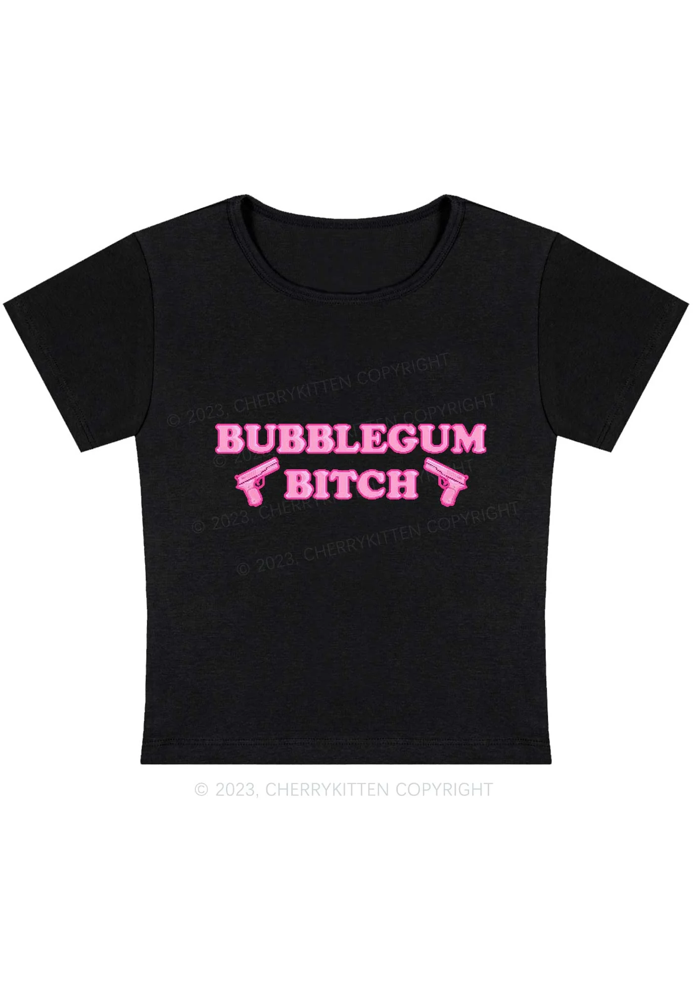 Curvy Bubblegum Bxtch Baby Tee Cherrykitten - Image 2