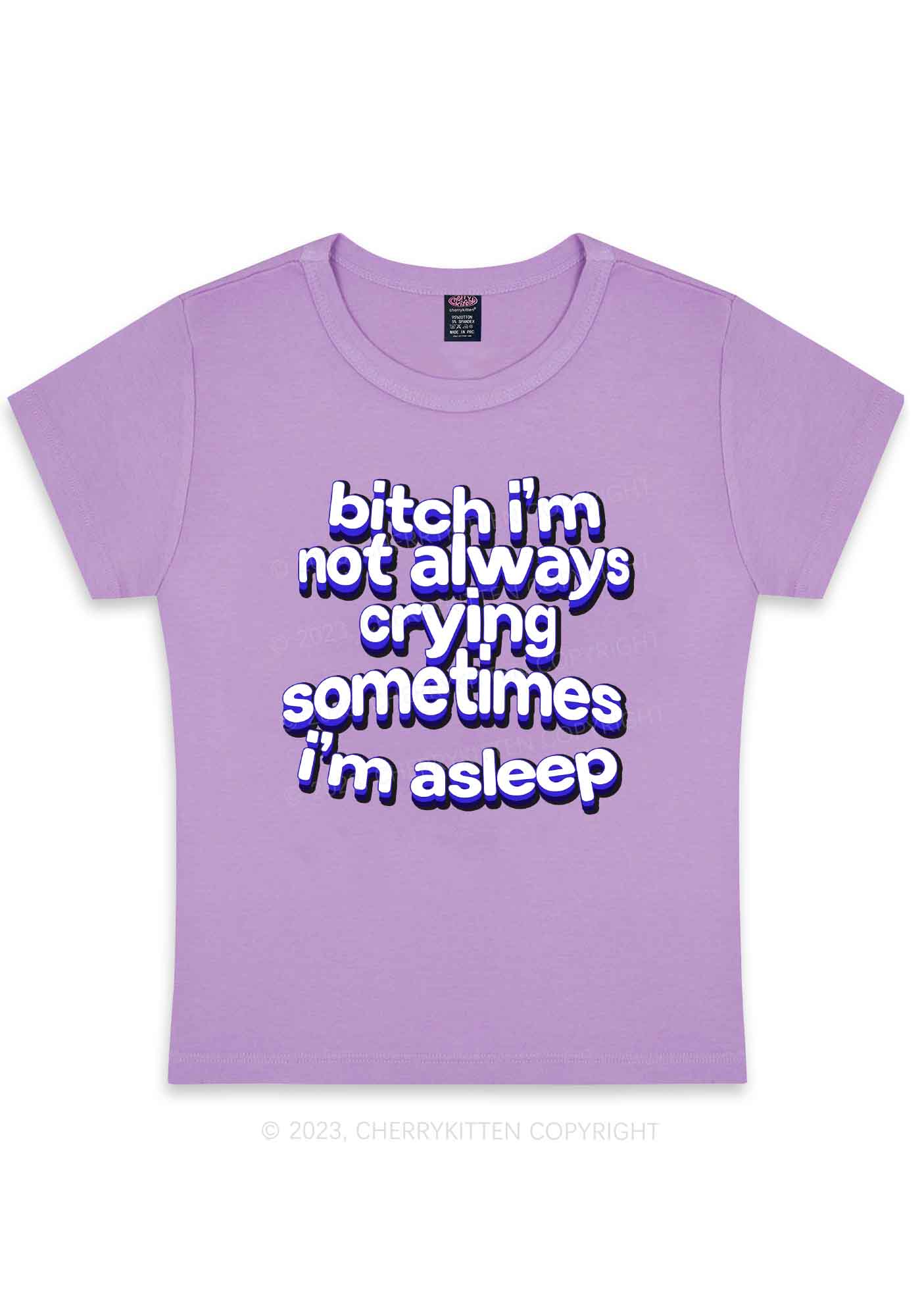 Curvy Bxxch I'm Not Always Crying Y2K Baby Tee Cherrykitten - Image 4