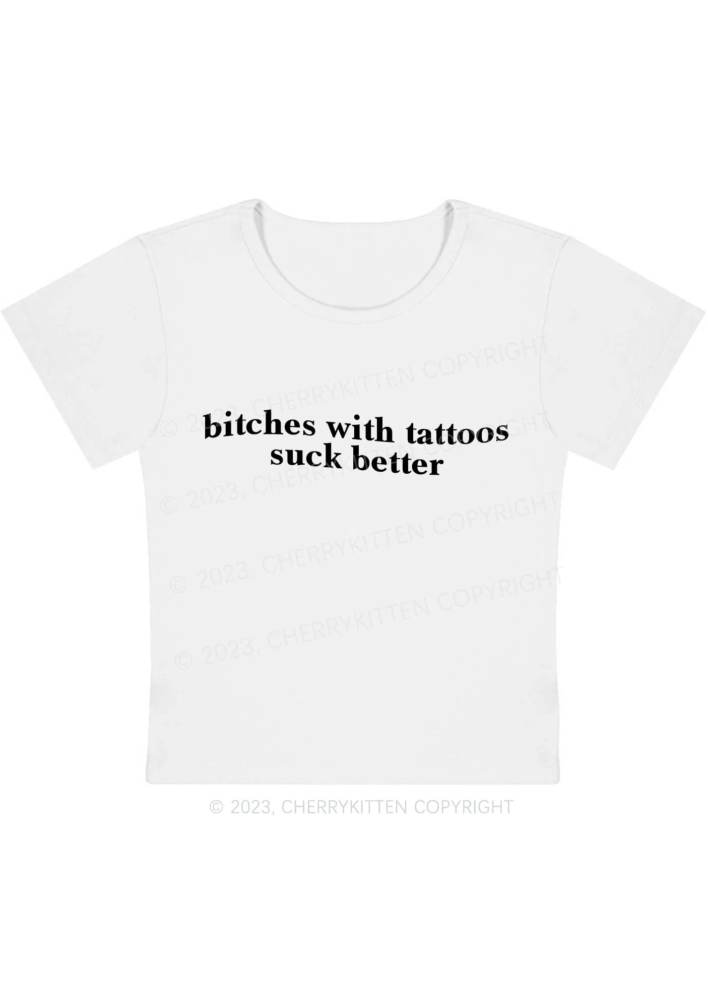Curvy Bxxches With Tattoos Suck Better Y2K Baby Tee Cherrykitten - Image 3