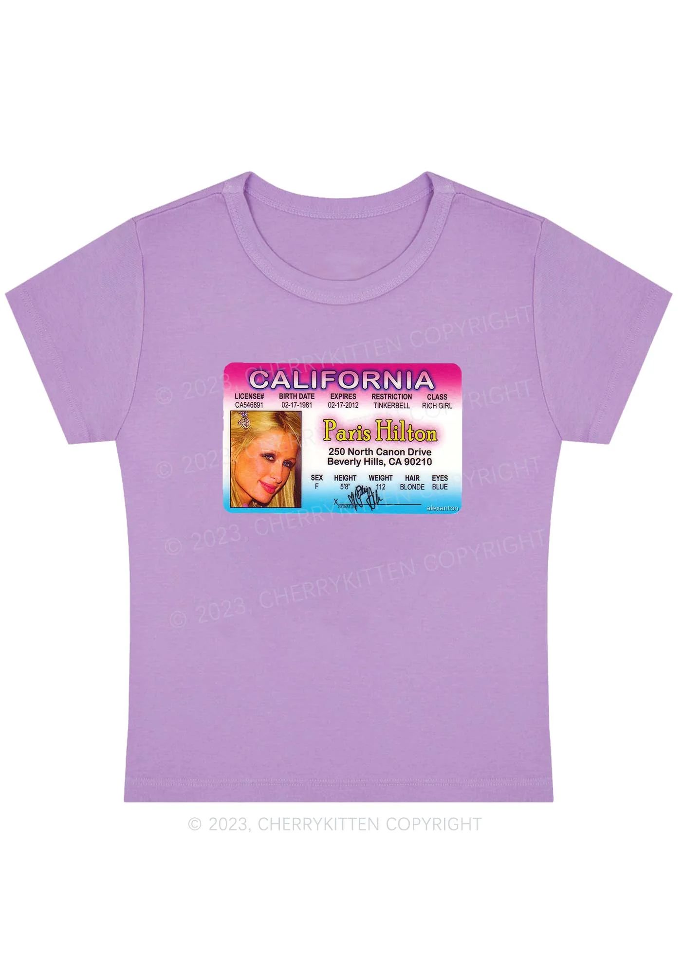 Curvy California ID Card Y2K Baby Tee Cherrykitten - Image 4