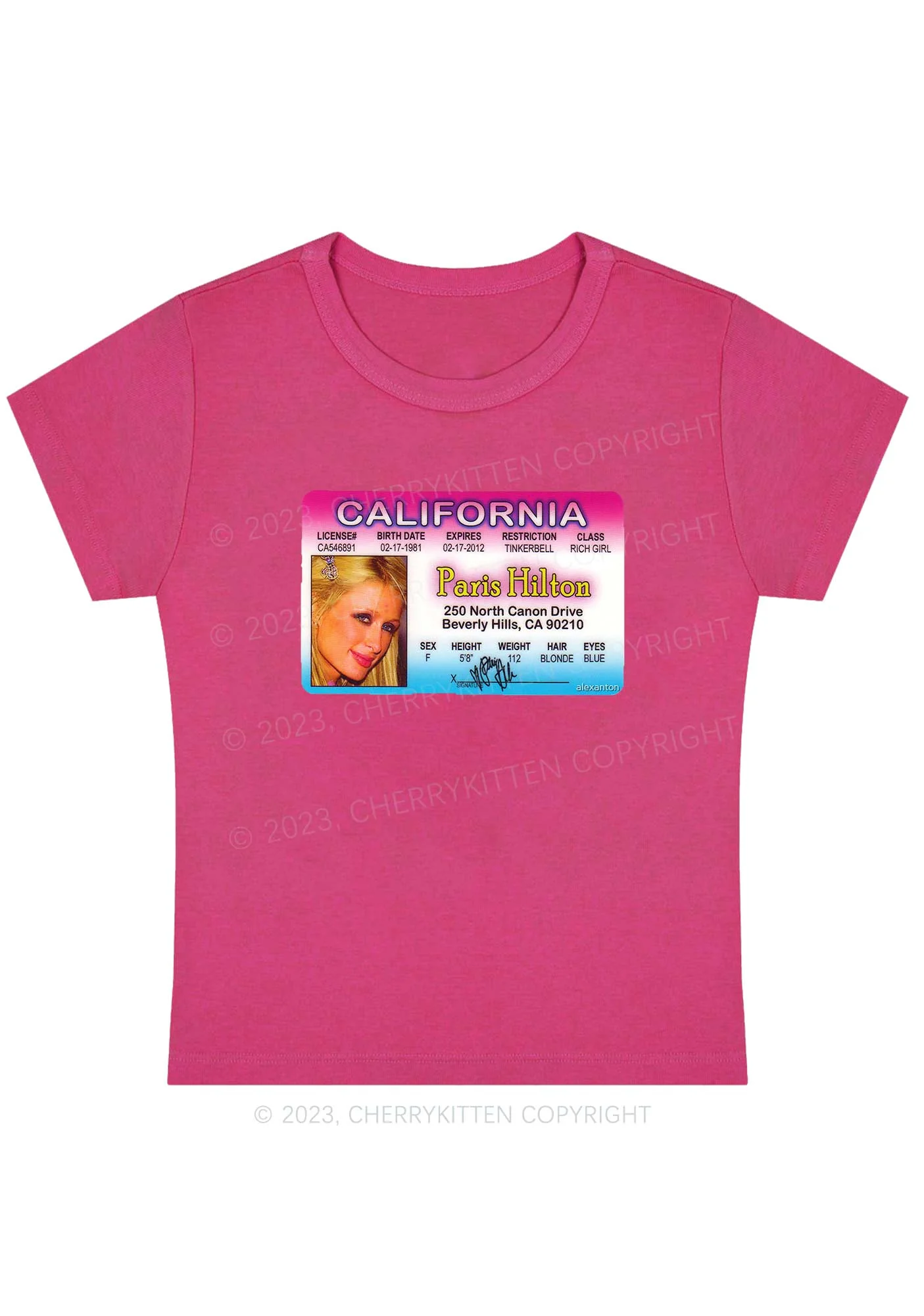 Curvy California ID Card Y2K Baby Tee Cherrykitten - Image 5