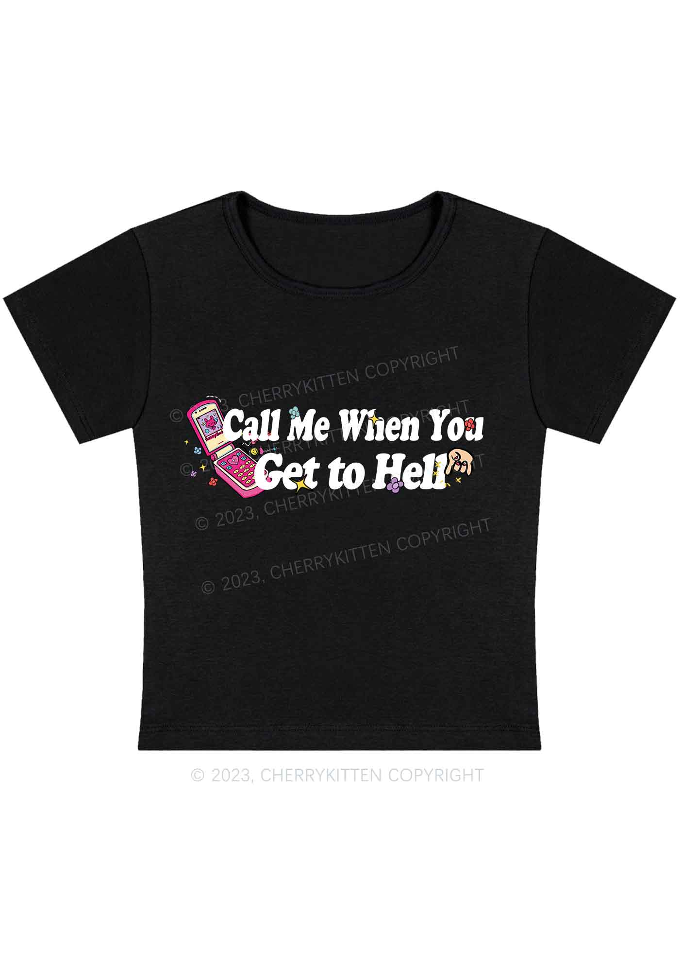 Curvy Call Me When You Get To Hell Y2K Baby Tee Cherrykitten - Image 2