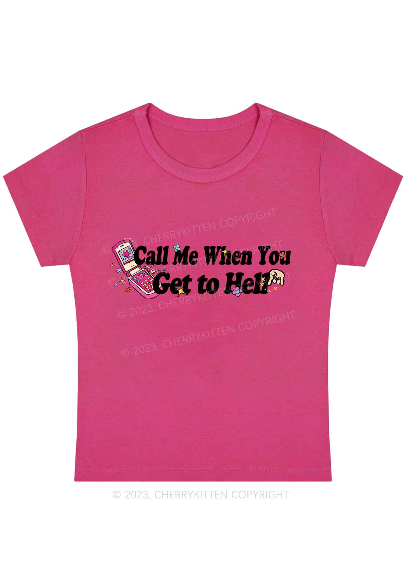 Curvy Call Me When You Get To Hell Y2K Baby Tee Cherrykitten - Image 5