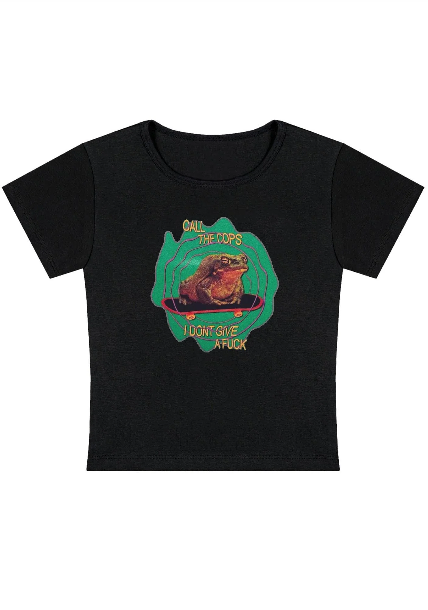 Curvy Call The Cops I Don't Give A Fxxk Baby Tee - Image 3