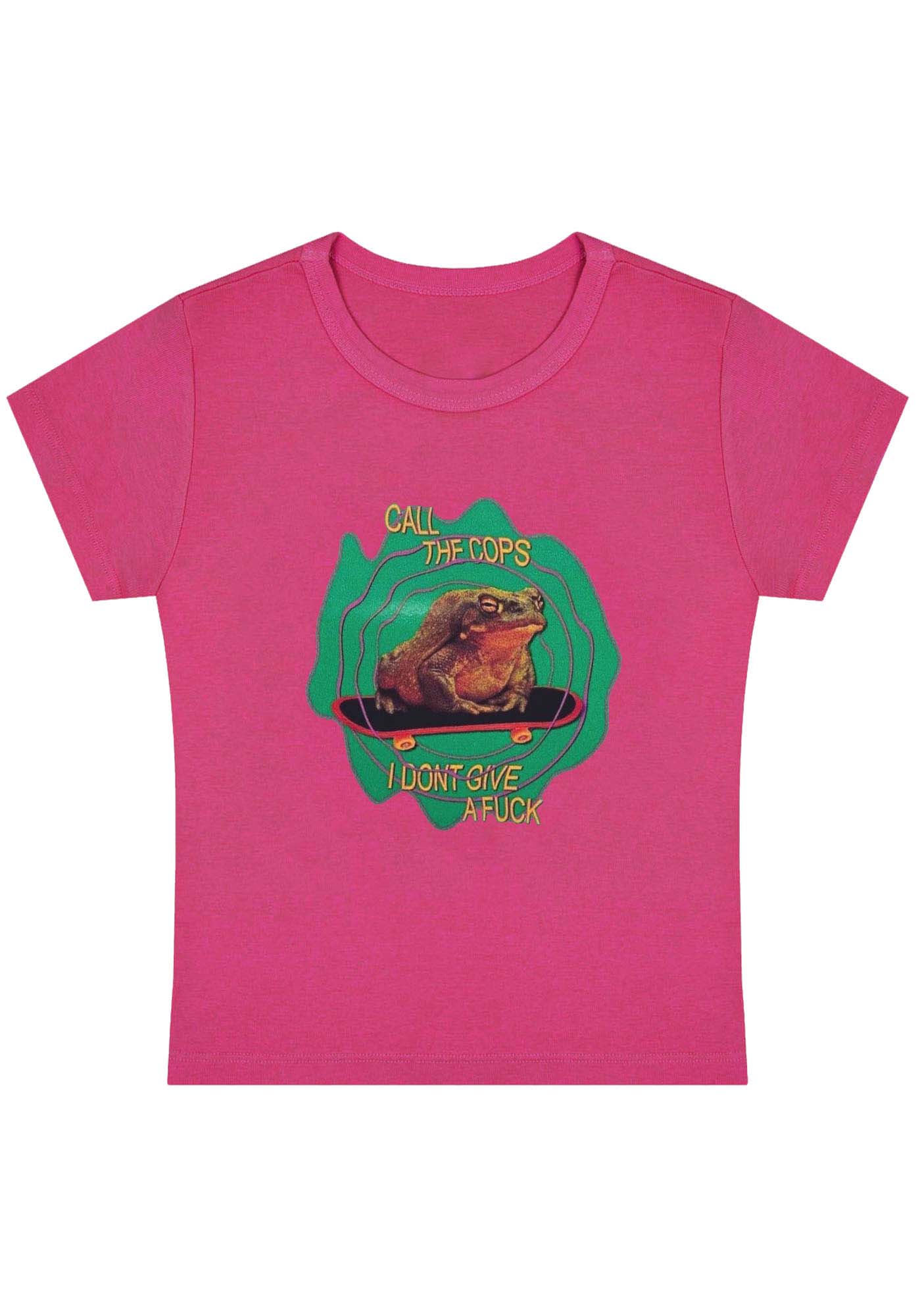 Curvy Call The Cops I Don't Give A Fxxk Baby Tee - Image 5