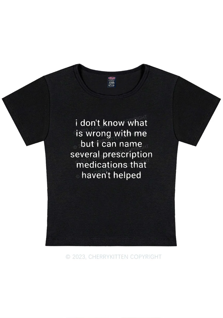 Curvy Can Name Several Prescription Medications Y2K Baby Tee Cherrykitten - Image 3