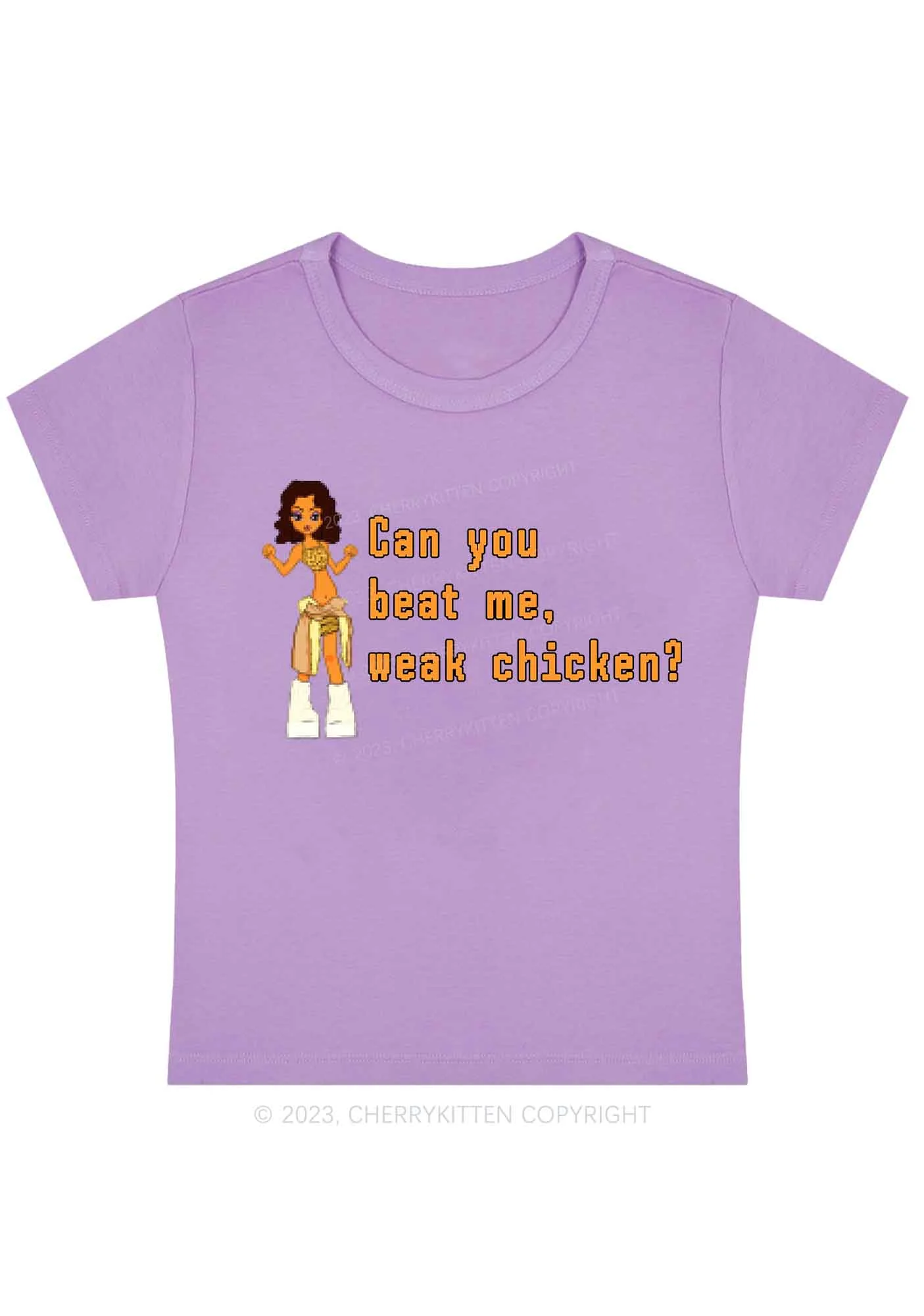 Curvy Can You Beat Me Y2K Baby Tee Cherrykitten - Image 4