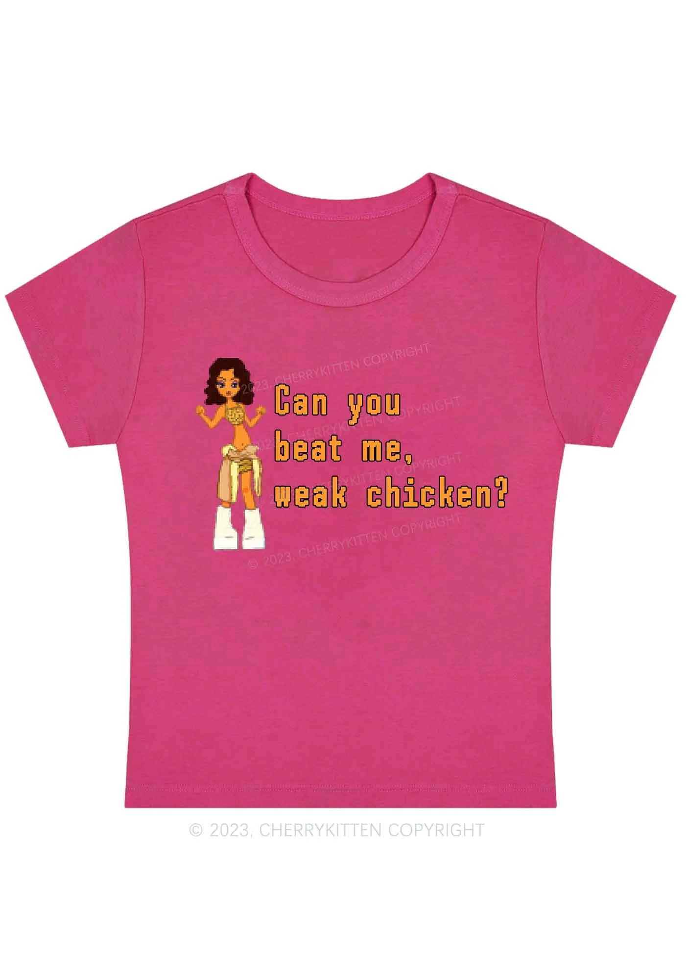 Curvy Can You Beat Me Y2K Baby Tee Cherrykitten - Image 5