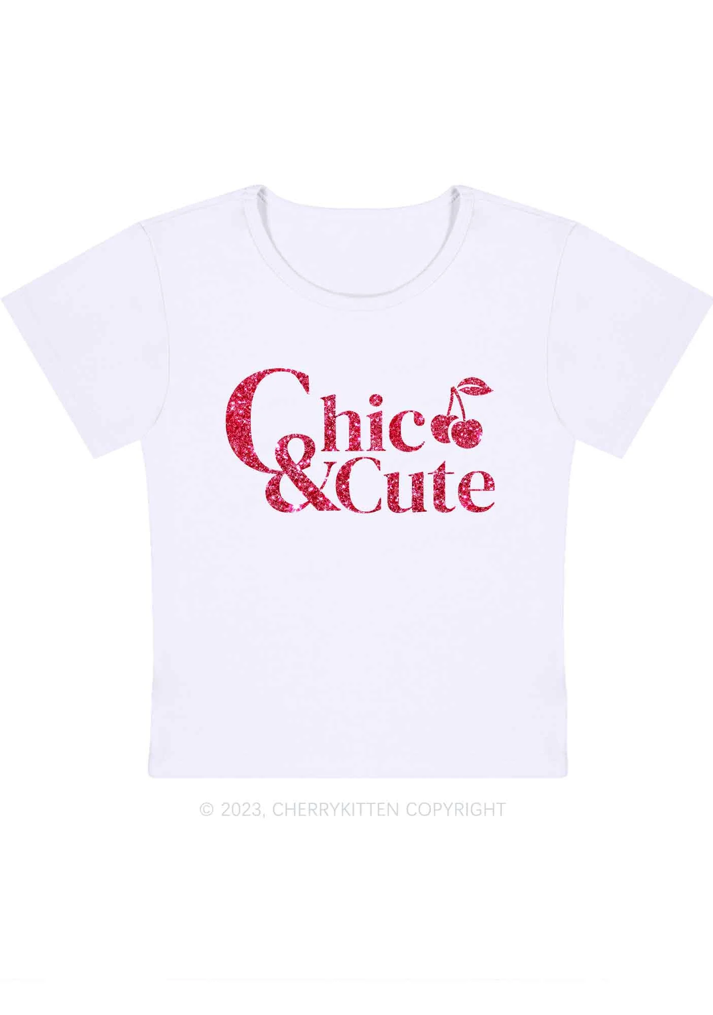 Curvy Chic And Cute Cherry Y2K Baby Tee Cherrykitten - Image 3