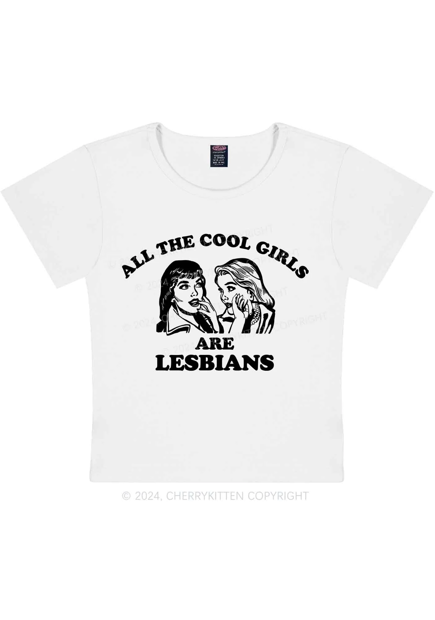 Curvy Cool Girls Lesbians Y2K Baby Tee Cherrykitten - Image 2