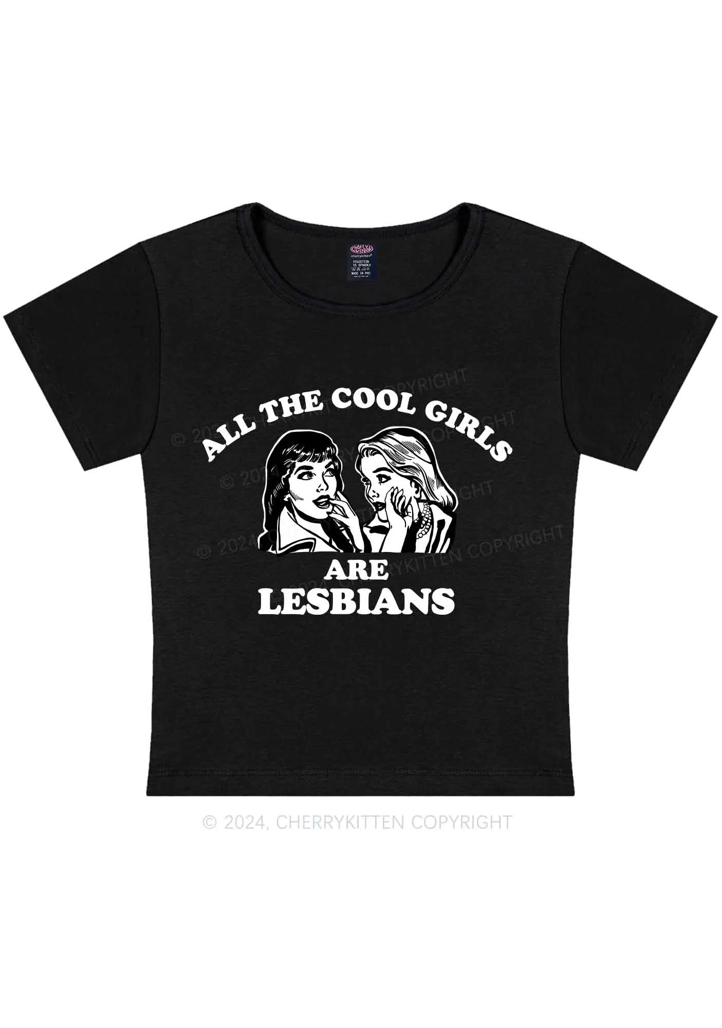Curvy Cool Girls Lesbians Y2K Baby Tee Cherrykitten - Image 3