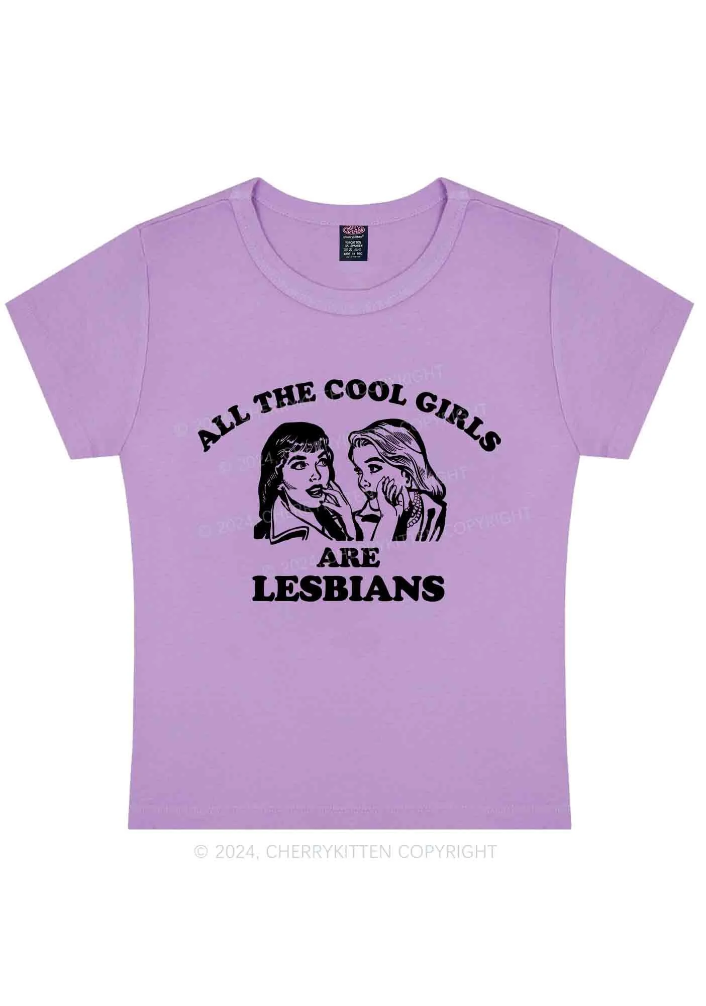 Curvy Cool Girls Lesbians Y2K Baby Tee Cherrykitten - Image 4