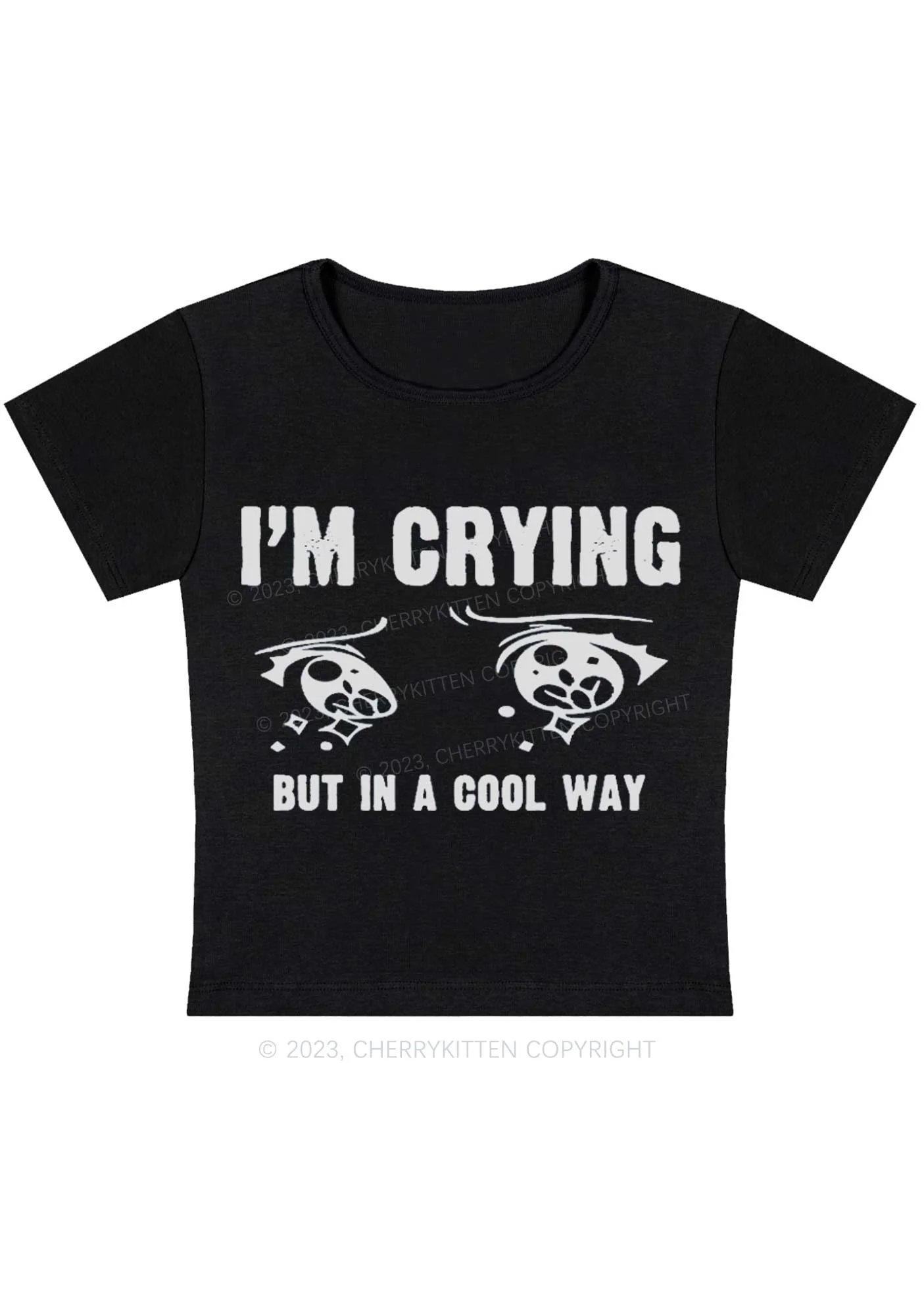 Curvy Crying In A Cool Way Baby Tee Cherrykitten - Image 3