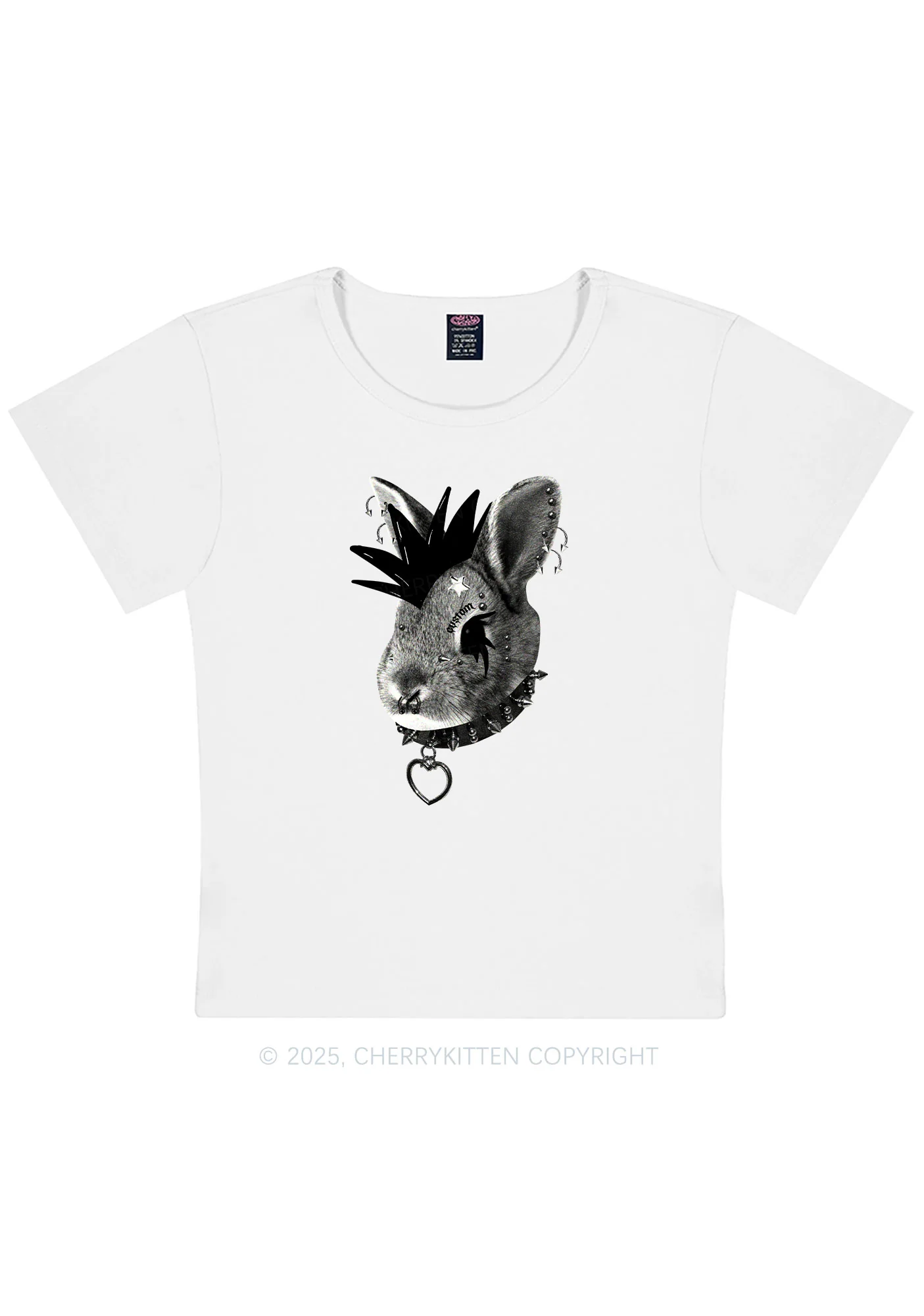 Curvy Custom Punk Pet Y2K Baby Tee Cherrykitten - Image 3